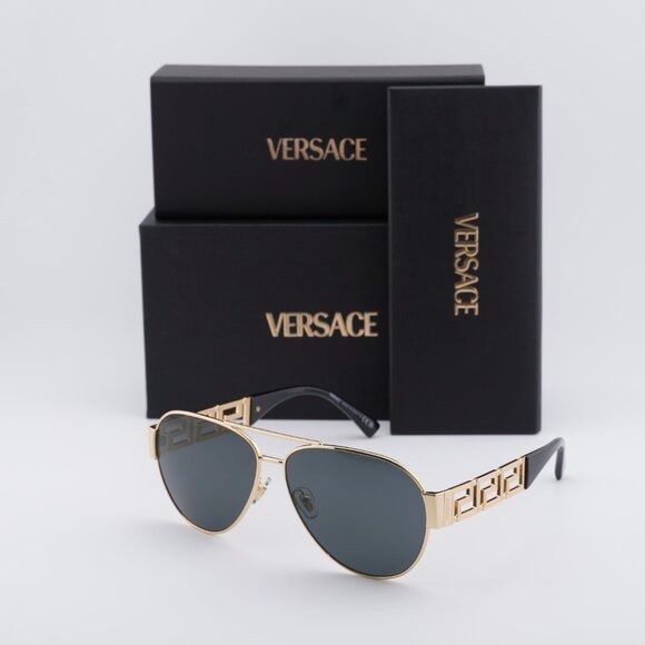 Versace Versace VE2289 100287 Sunglasses Gold Aviator Frame Size ONE SIZE - 9 Thumbnail