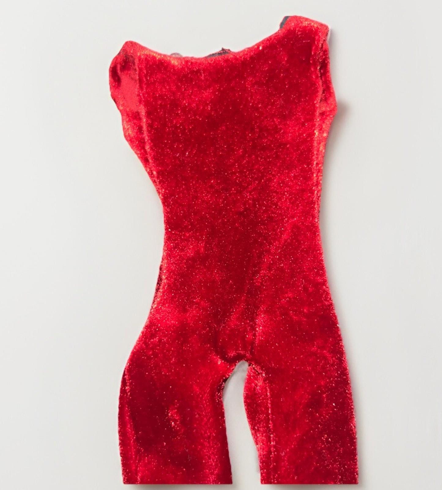 Designer Barbie Vtg 1998 Velvet Burgundy Jumpsuit w/Attatched Socks Size ONE SIZE - 2 Thumbnail
