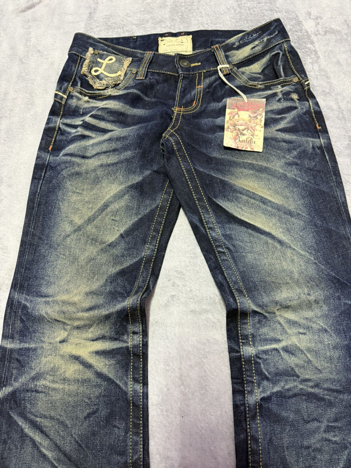 If Six Was Nine Lolita By Concert Club Shadow Mud Wash Claw Flared Jeans Size US 30 / EU 46 - 4 Thumbnail