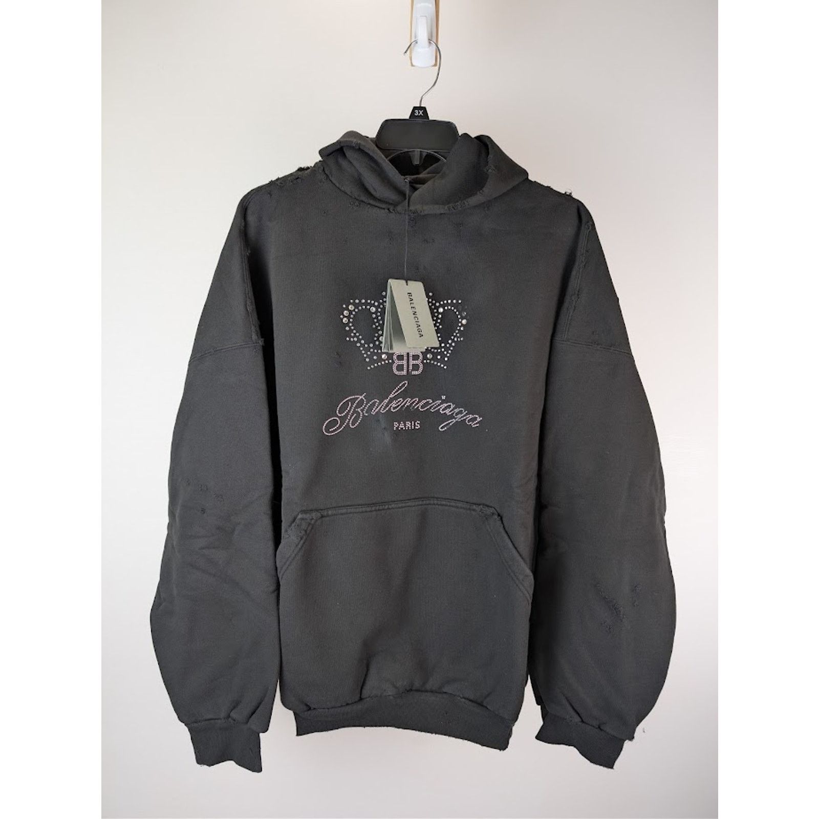 Balenciaga o1rshd1BB Motel Crystal Crown Large Fit Hoodie Faded Black Size US M / EU 48-50 / 2 - 8 Thumbnail
