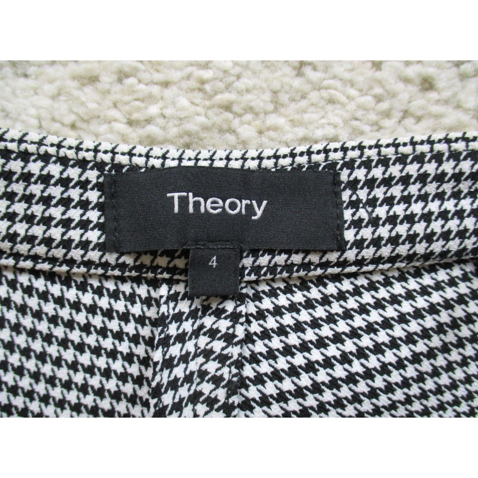 VINTAGE Theory Womens Pants Skinny Trousers Black Plaid Stretch