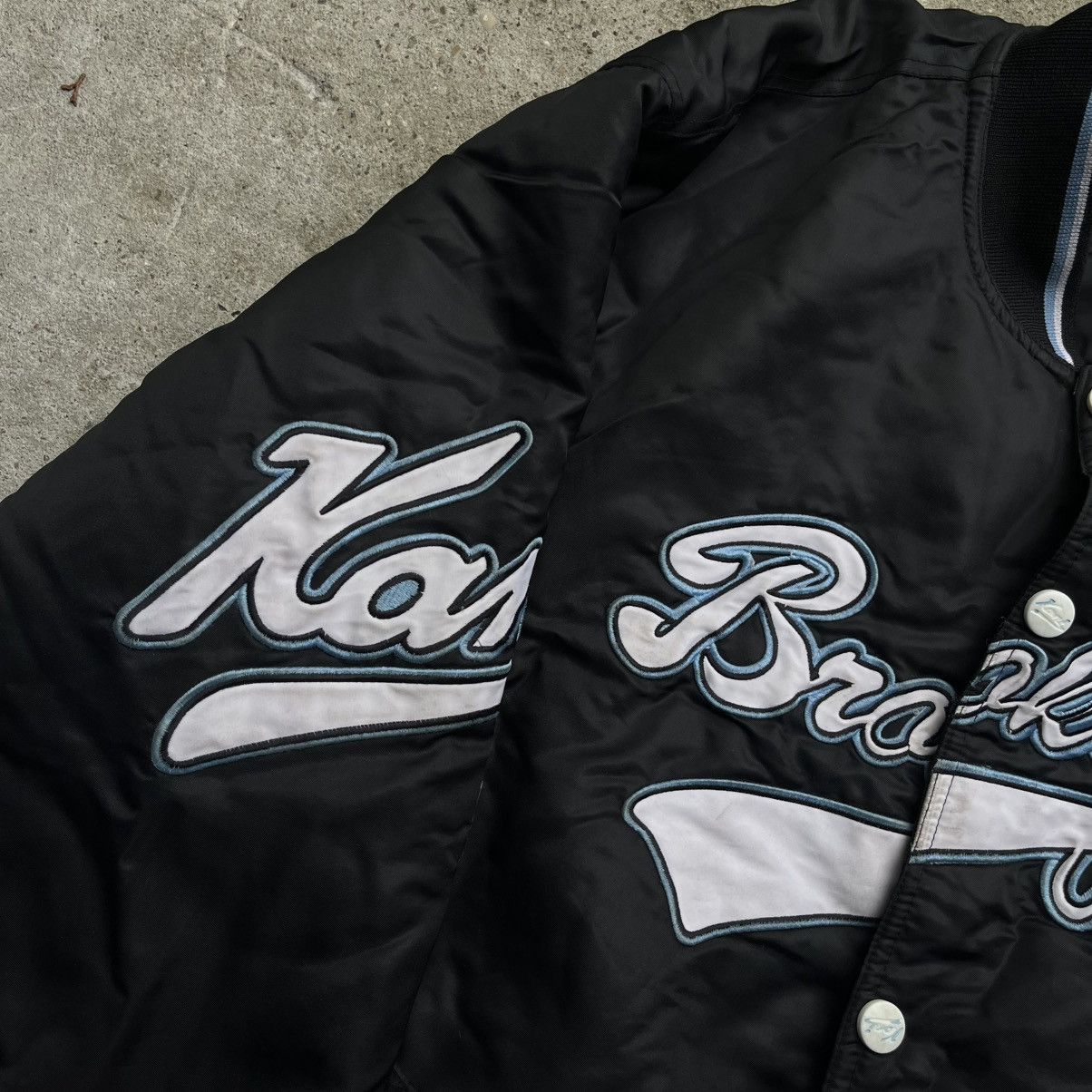 Karl Kani × Vintage Vintage Karl Kani 23 Brooklyn bomber jacket satin big logo Size US M / EU 48-50 / 2 - 3 Thumbnail