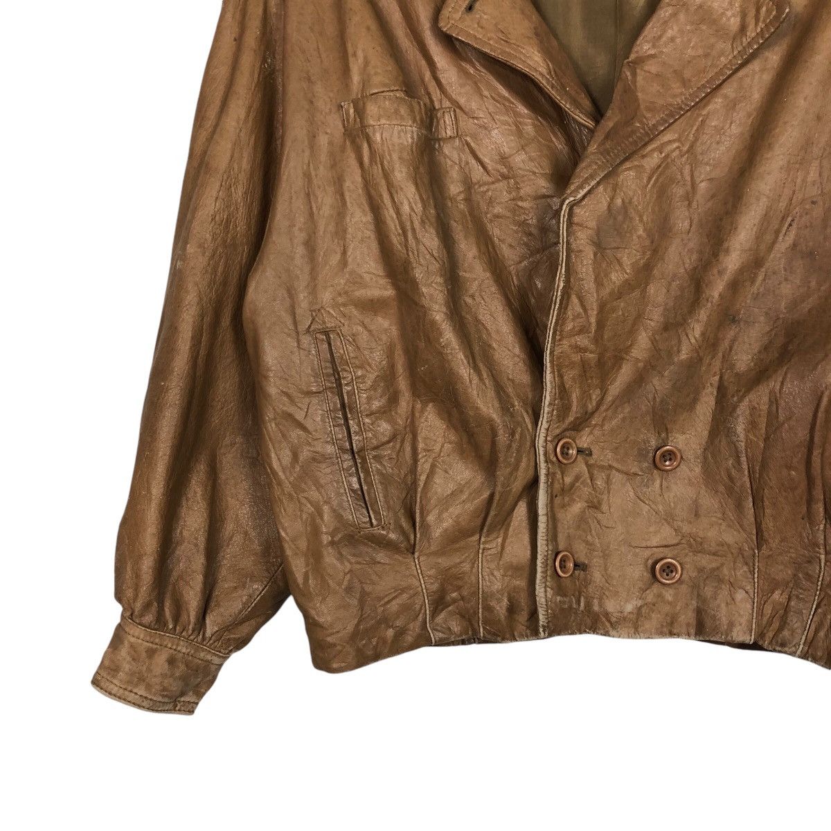 Japanese Brand 📌Vintage Cropped Leather Jacket Biker Zegna Issey Miyake Size US M / EU 48-50 / 2 - 5 Thumbnail