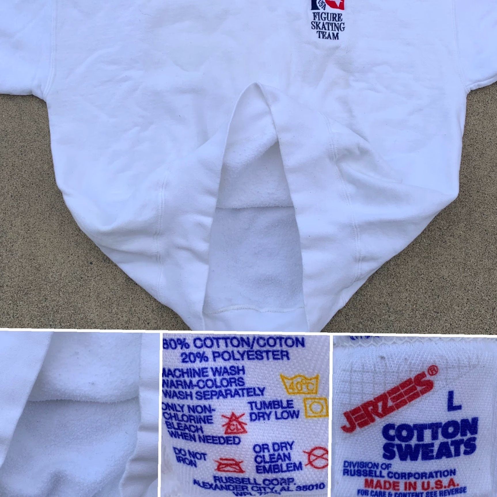 Jerzees VINTAGE Jerzees USA Figure Skating Team sweatshirt Long Sleeve Pullover Embroidered L Mens White Cotton Blend Crew Neck Size US L / EU 52-54 / 3 - 7 Thumbnail