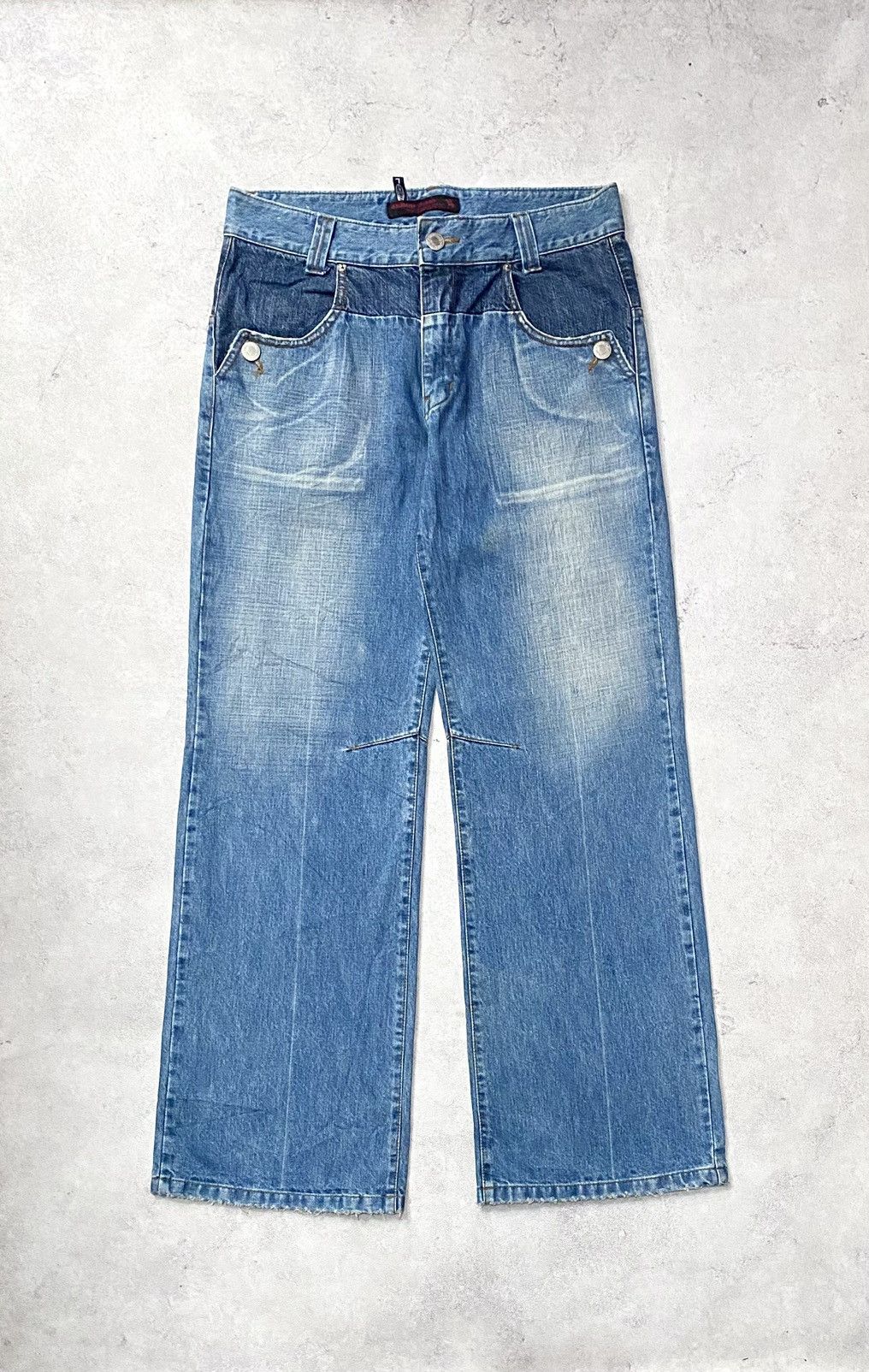 Japanese Brand Vintage Y2K Zero G Jeans 2tone Buckleback Size US 34 / EU 50 - 3 Thumbnail