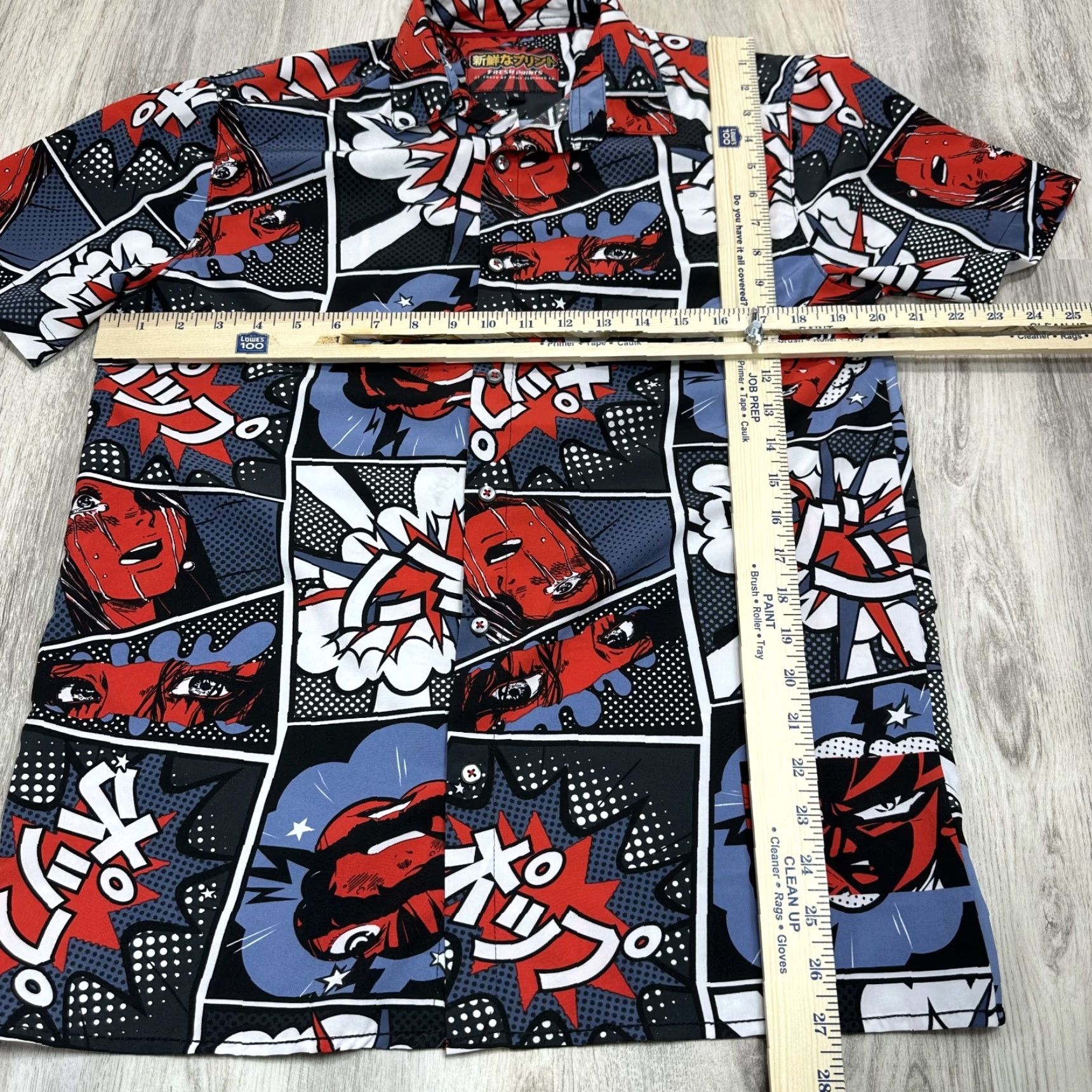 Gloverall Fresh Prints Gray Red Anime Print All Over Shirt Short Sleeve Button Up Womens S Size S / US 4 / IT 40 - 2 Thumbnail