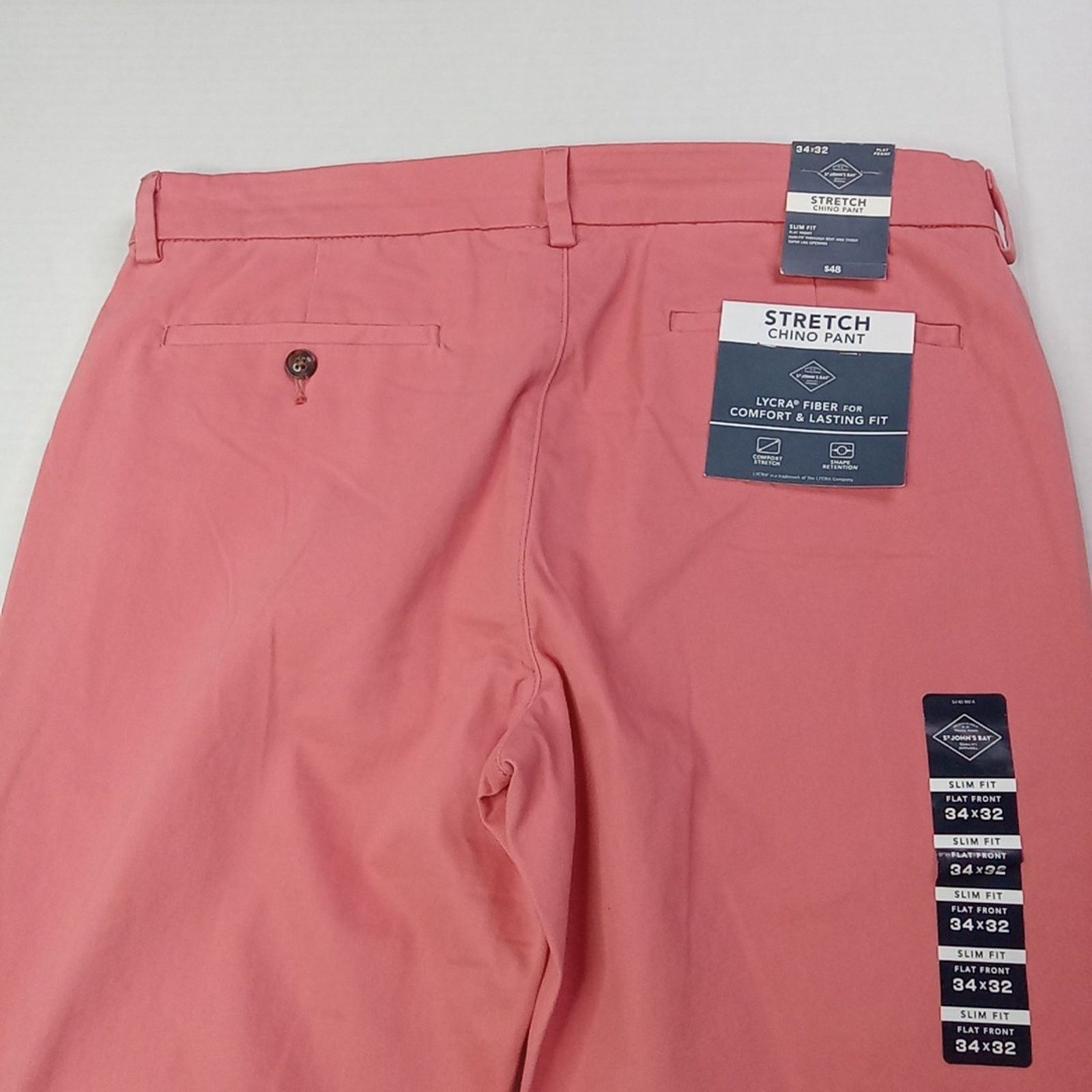 St. Johns Bay St John's Bay Stretch Chino Pants Men’s 34x32 Pink Slim NEW Size US 34 / EU 50 - 7 Thumbnail
