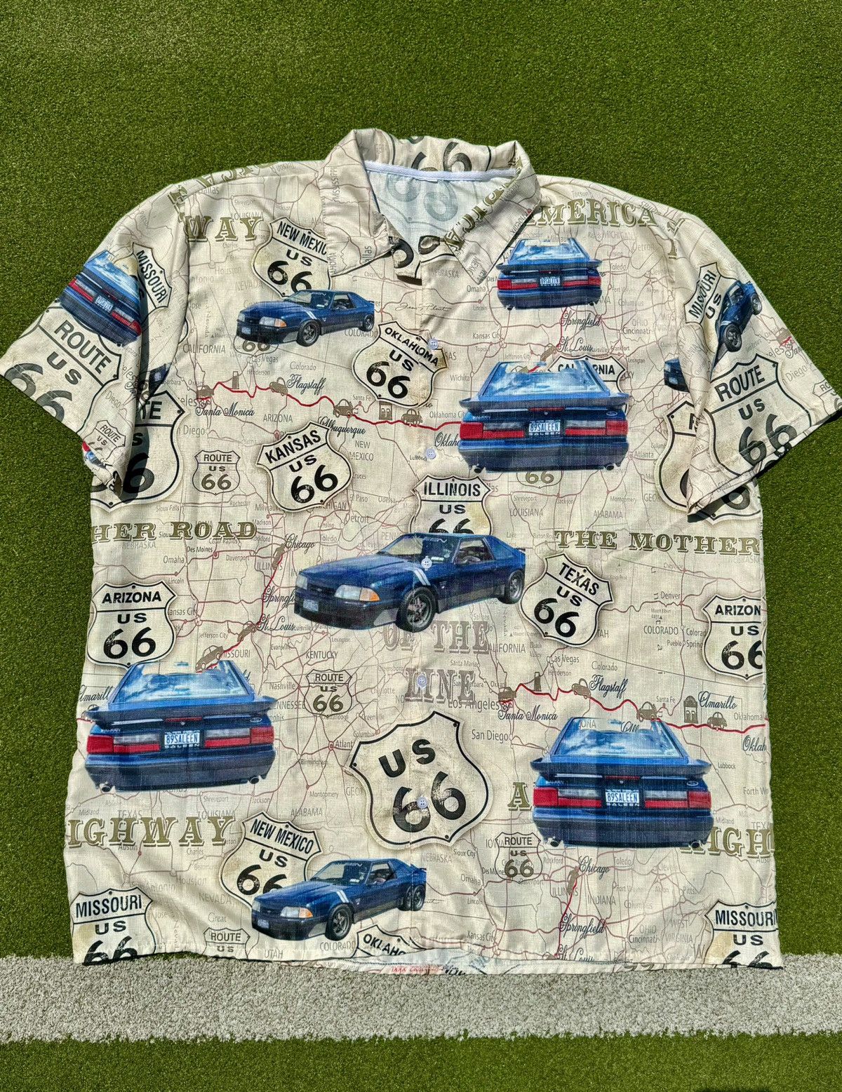 Vintage 1989 Ford Mustang Racing Car Button Up Hawaiian Shirt Size US XXL / EU 58 / 5 - 2 Thumbnail