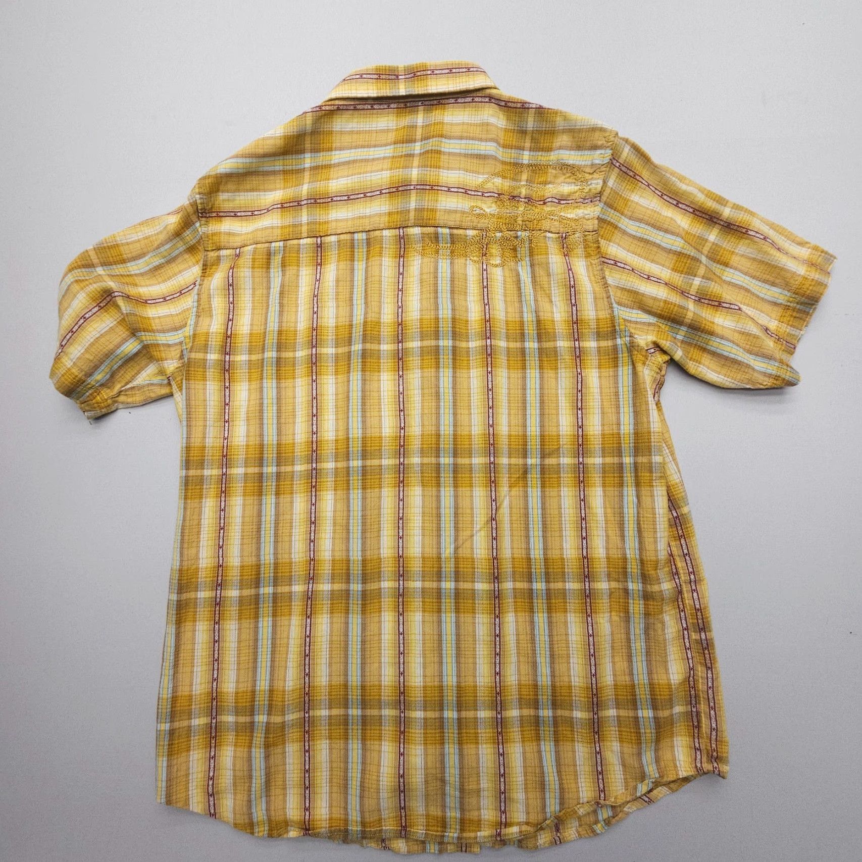 Prana prAna Short Sleeve Button-Up Shirt Plaid Yellow Large Casual 90s Mens Size US L / EU 52-54 / 3 - 2 Thumbnail