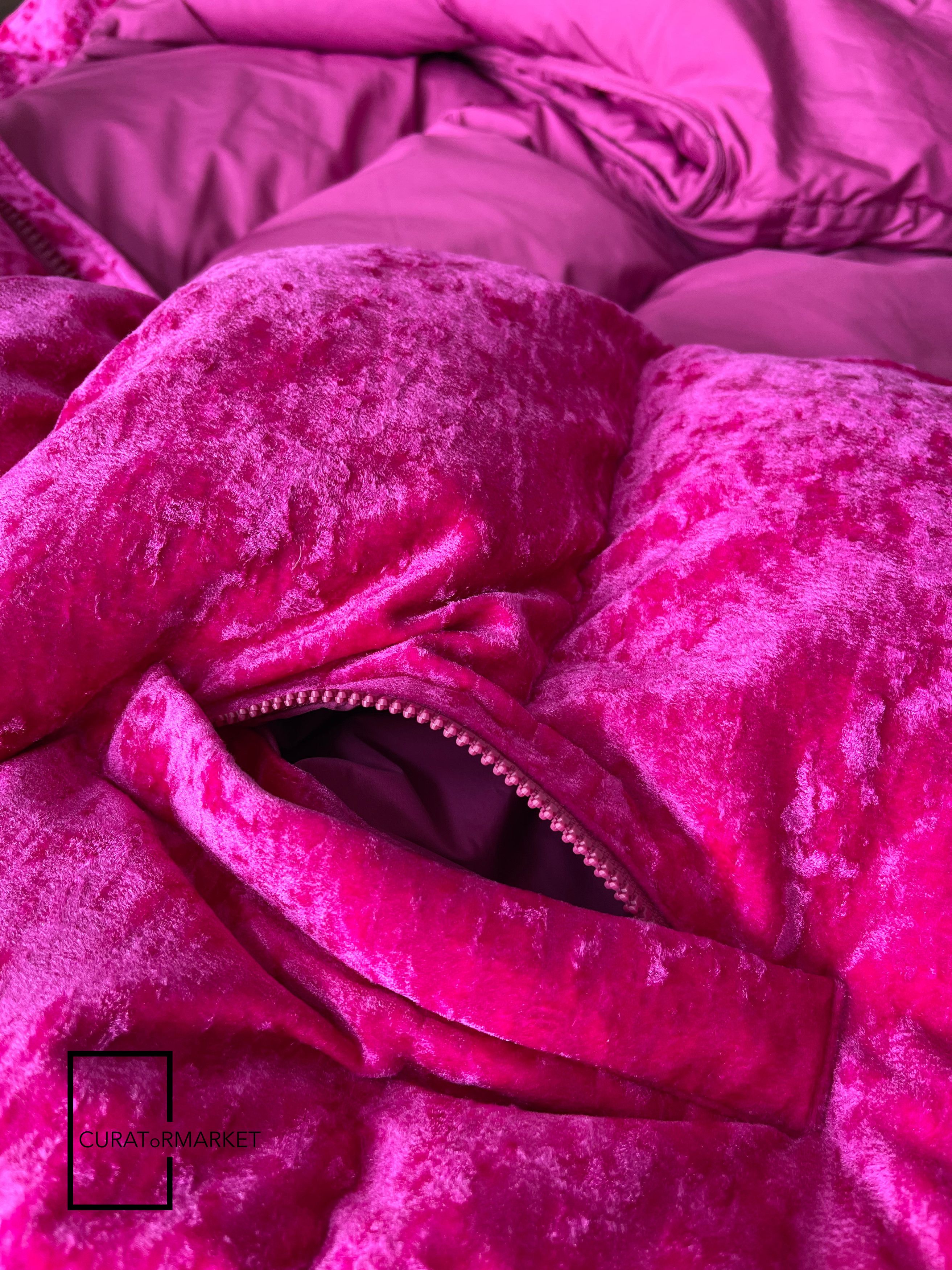Vetements RARE Pink Crushed Velvet Down Padded Puffer Jacket FW22 Size US M / EU 48-50 / 2 - 8 Thumbnail