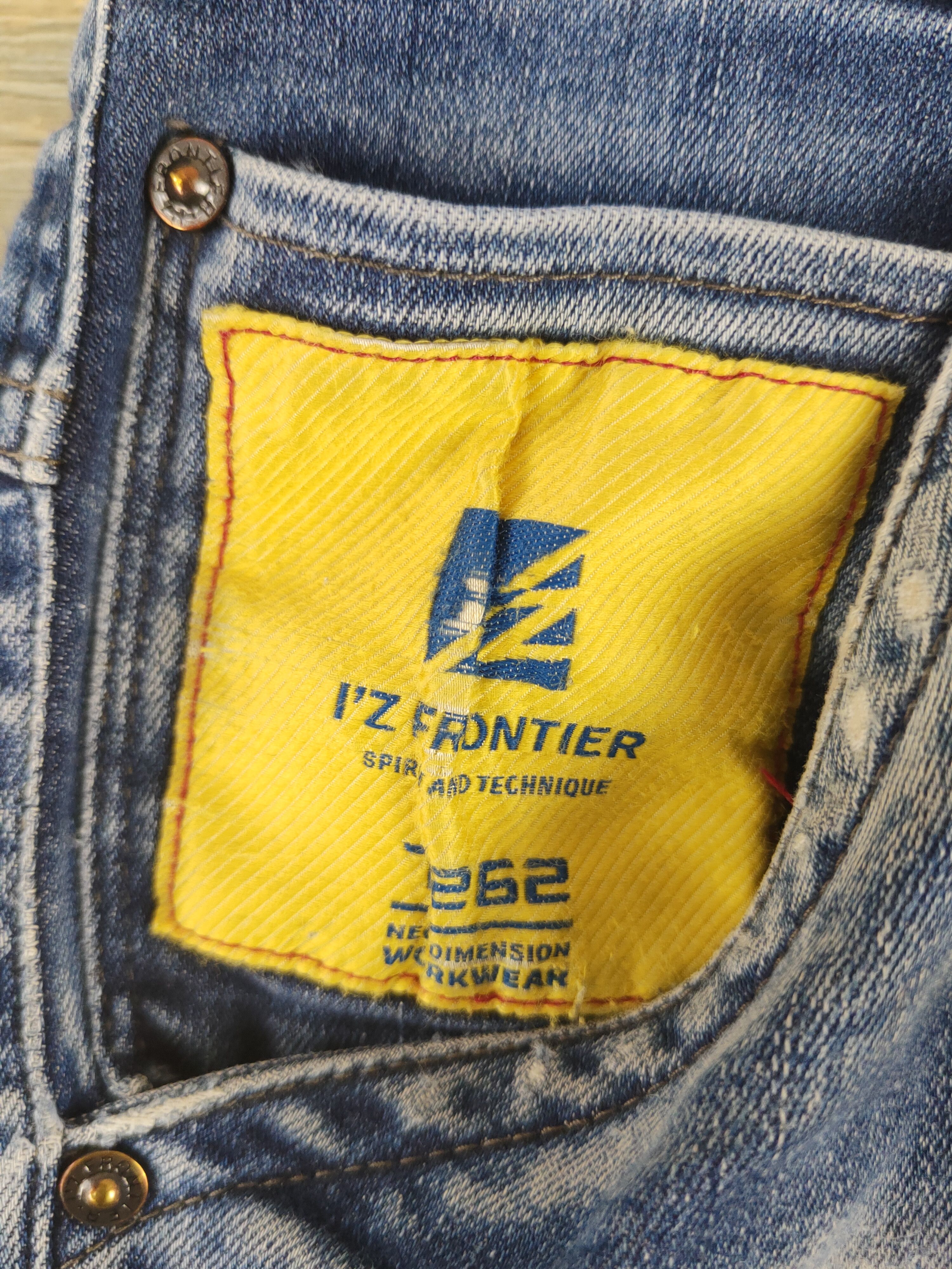 Japanese Brand I'z Frontier Blue Distressed Ripped Jeans #S2927 Size US 35 - 3 Thumbnail