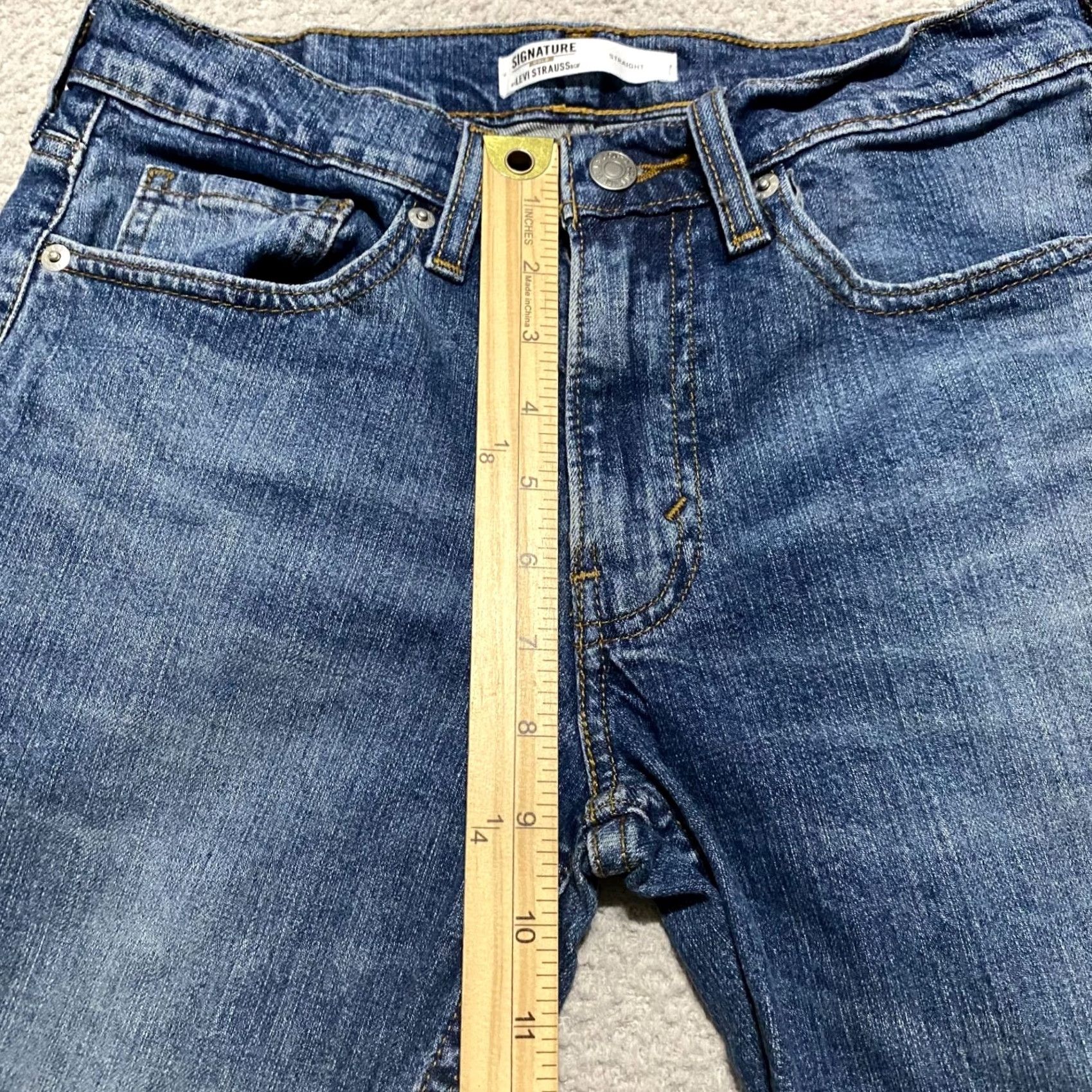 Levi's Levi's Signature Jeans Blue Denim Medium Wash Straight Mid Rise Mens 29x30 5-Pocket Size US 29 - 7 Thumbnail