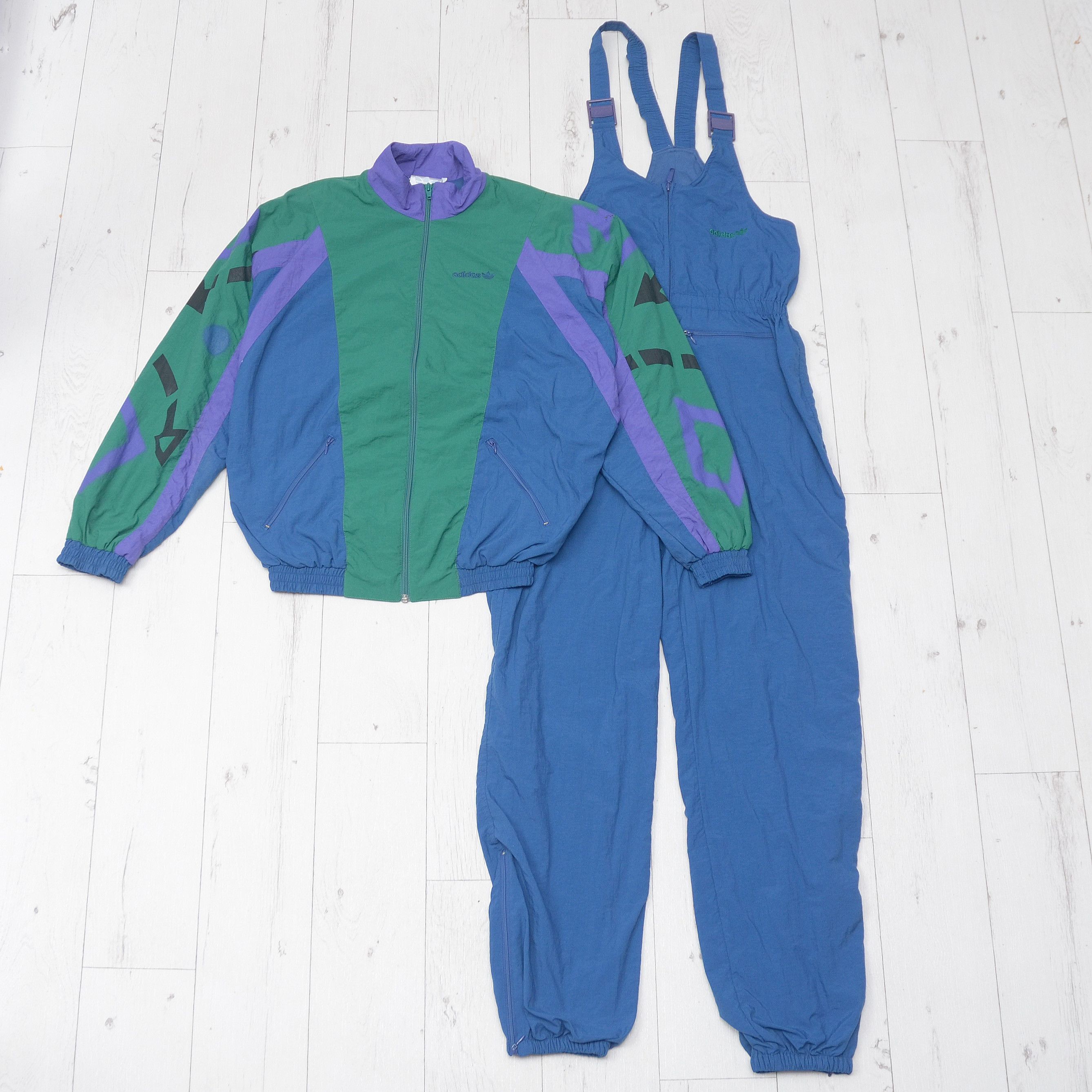 Adidas × Vintage Vintage 90s Adidas Tracksuit Set Track Jacket Pants M-S Rare Size 48R - 1 Thumbnail