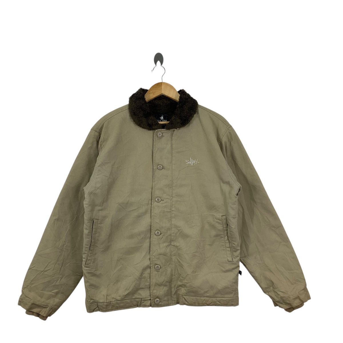 Vintage Vintage SOLJAH HAWAII Shearling Lining Chore Jacket Heavy Size US L / EU 52-54 / 3 - 4 Thumbnail