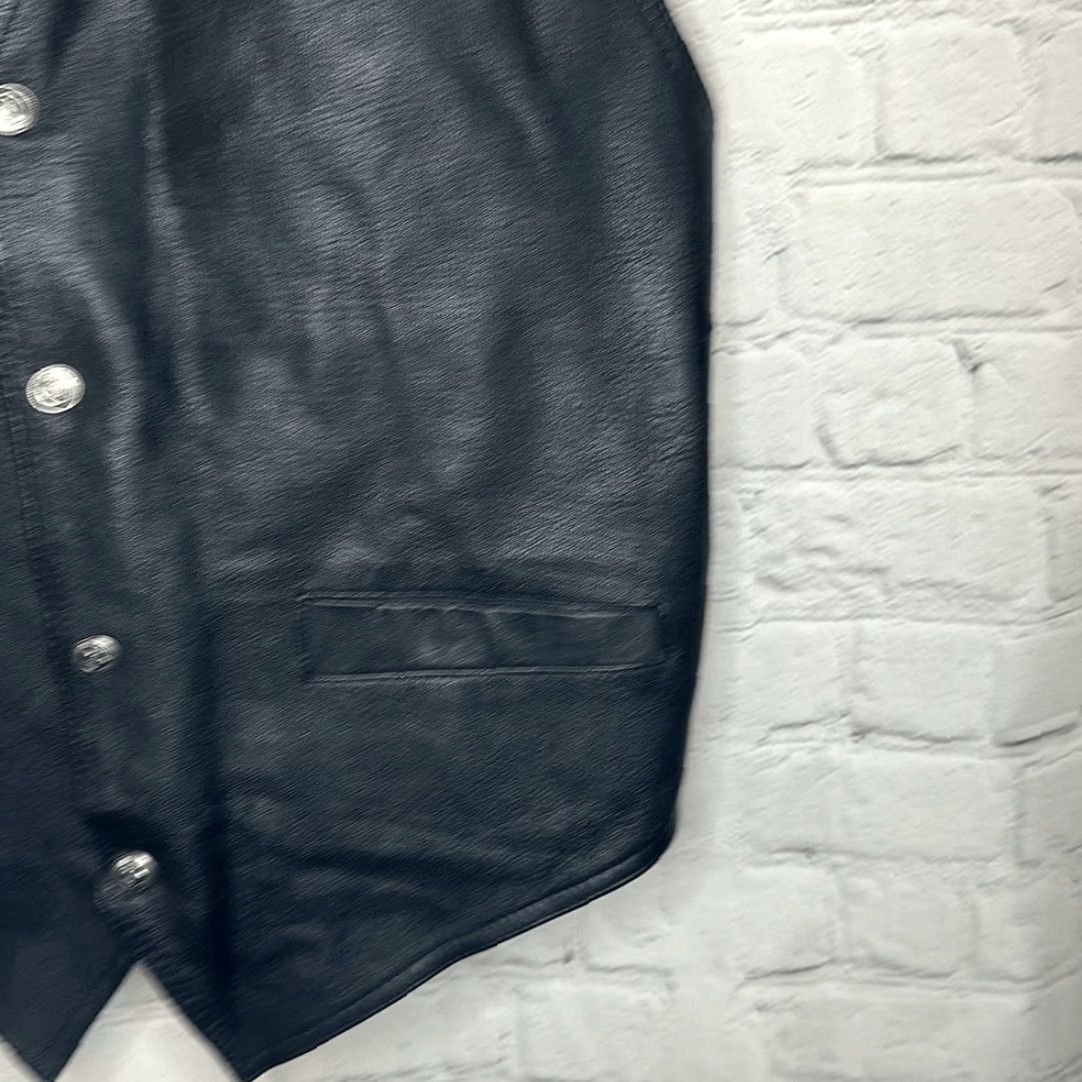 Vintage VINTAGE Paragraff Leather Vest Mens L Black Snap Closure Biker Vest Size US L / EU 52-54 / 3 - 2 Thumbnail