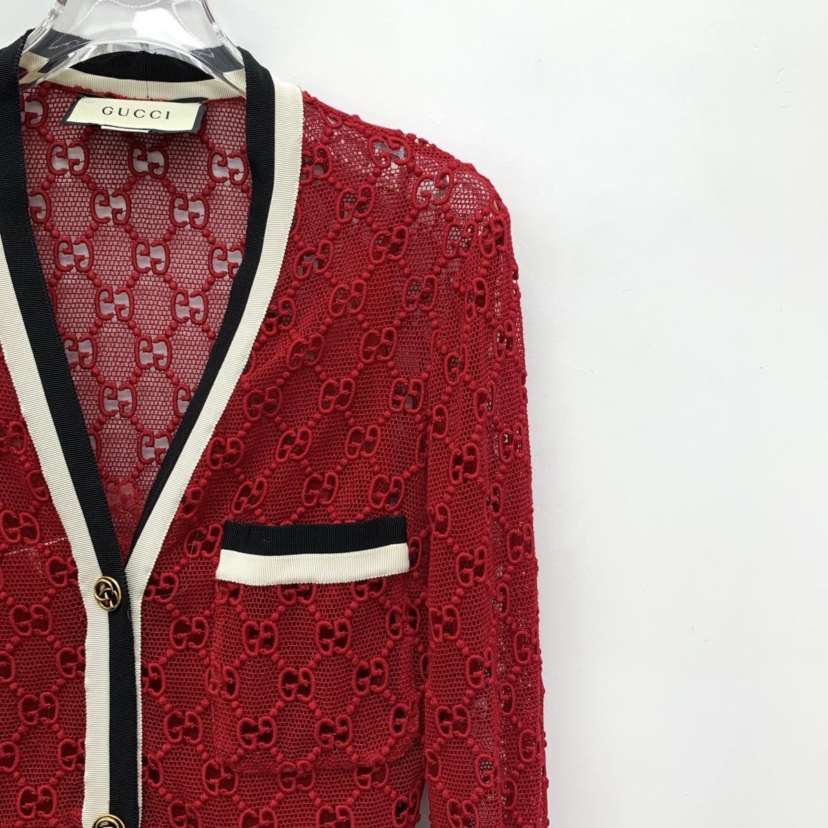 Gucci Gucci Red All-over Logo V-neck Long Sleeve Dress K26WX Size XS / US 0-2 / IT 36-38 - 3 Thumbnail