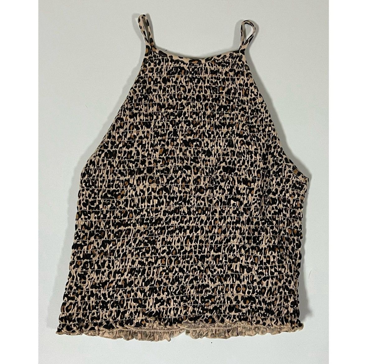 American Eagle Outfitters AE Tan Cheetah Leopard Print Halter Crop Top Shirt Size XS🐆✨ Size XS / US 0-2 / IT 36-38 - 1 Thumbnail