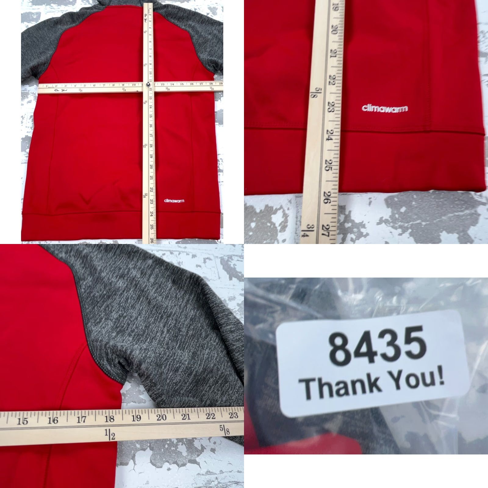 Adidas Adidas Hoodie Men Small Red Gray Sweatshirt Clima Warm Performance Adult Size US S / EU 44-46 / 1 - 8 Thumbnail
