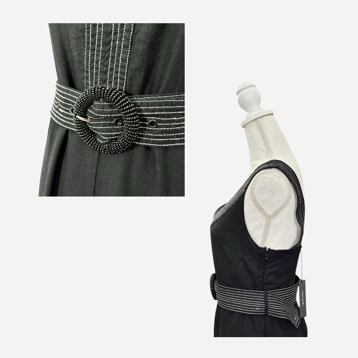 Elie Tahari Tahari Linen Blend Black Beauty Jumpsuit Sz M (8) Size 30" / US 8 / IT 44 - 6 Thumbnail