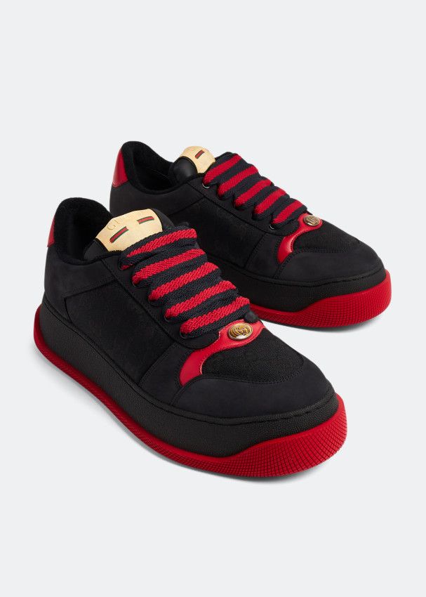 Gucci o1s1wg110425 Men's Screener GG Sneakers in Black & Red Size US 11.5 / EU 44-45 - 4 Thumbnail