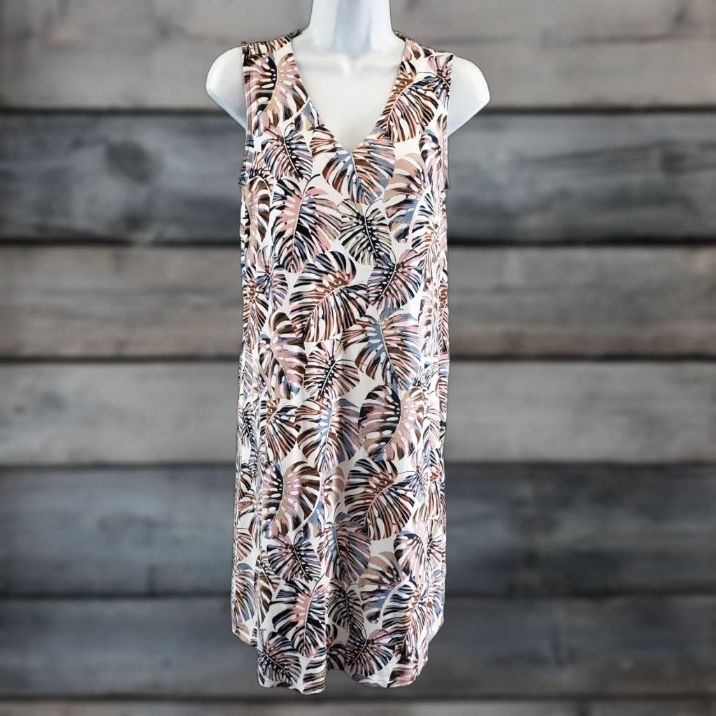 J. Jill J Jill Wearever Collection Womens XS Pink Blue Pockets V-Neck Printed Dress Size XS / US 0-2 / IT 36-38 - 1 Thumbnail