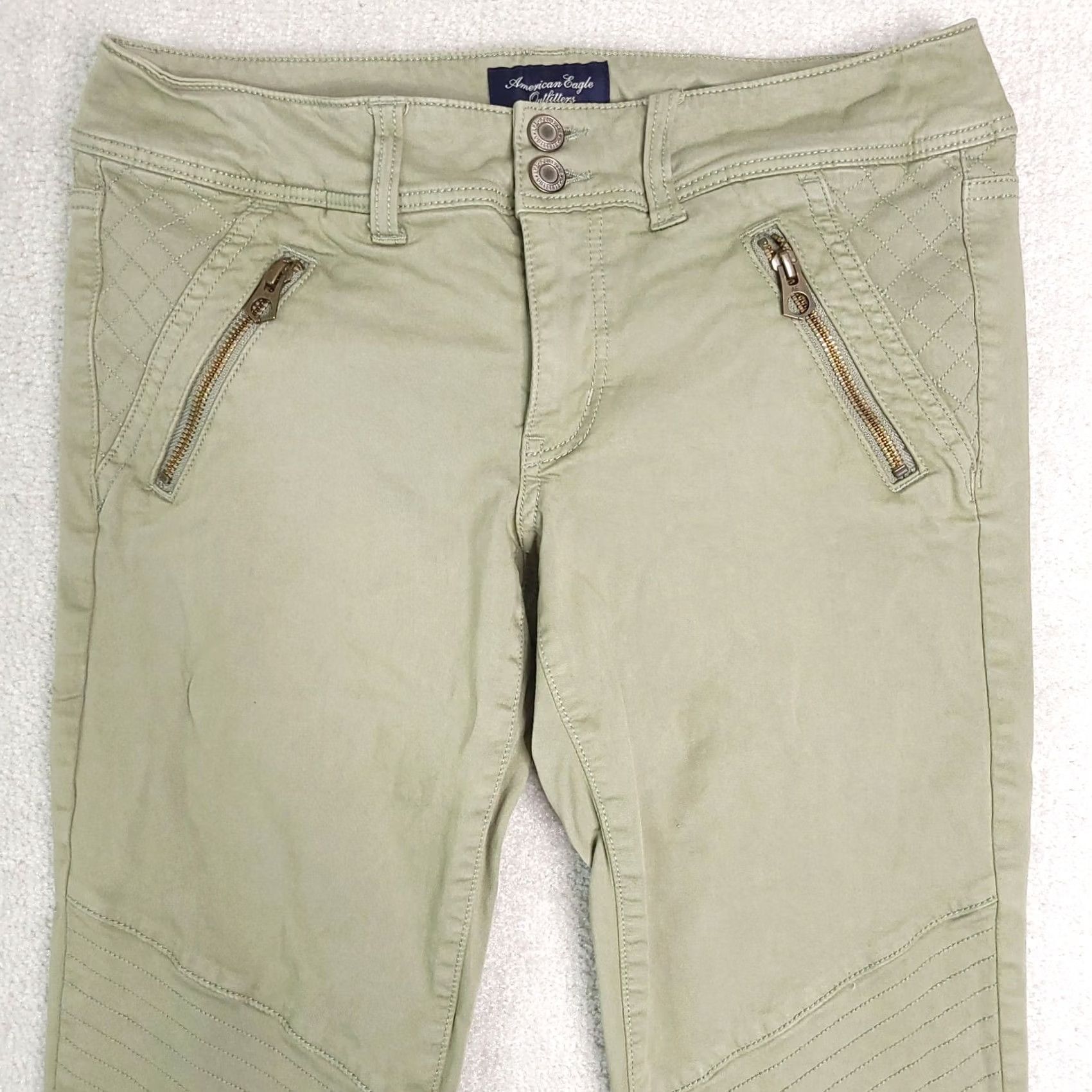 American Eagle Outfitters American Eagle Green Jegging Crop Super Stretch Women's 6 Hiking Outdoor Zipper Size 28" / US 6 / IT 42 - 2 Thumbnail
