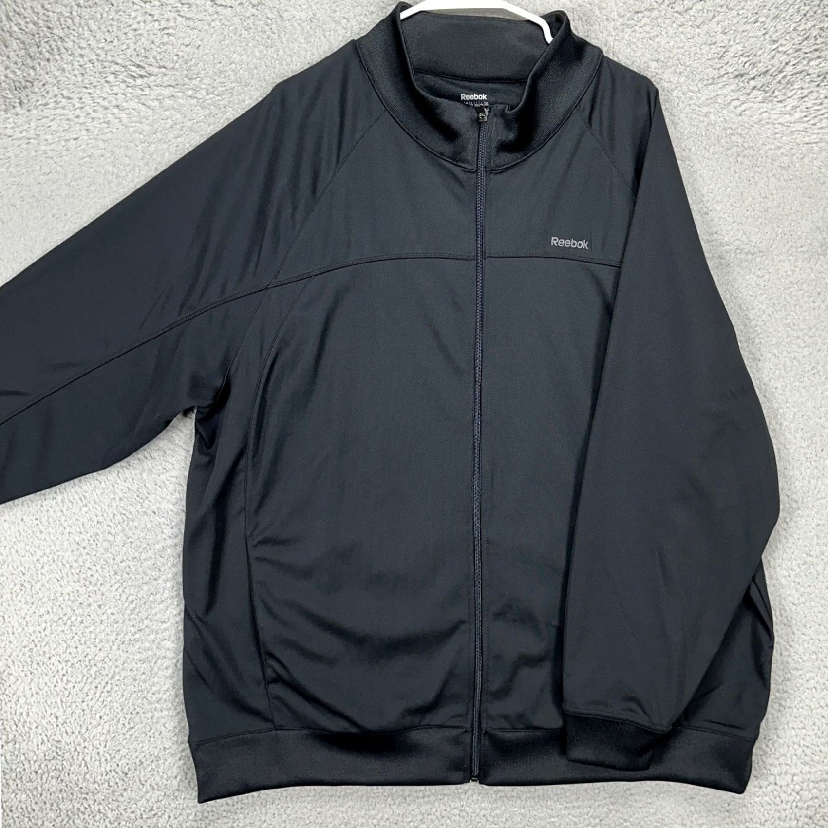 Reebok Reebok Play Dry Mens Full Zip Jacket 2XL Black Athletic Long Sleeve Pockets Logo Size US XXL / EU 58 / 5 - 2 Thumbnail