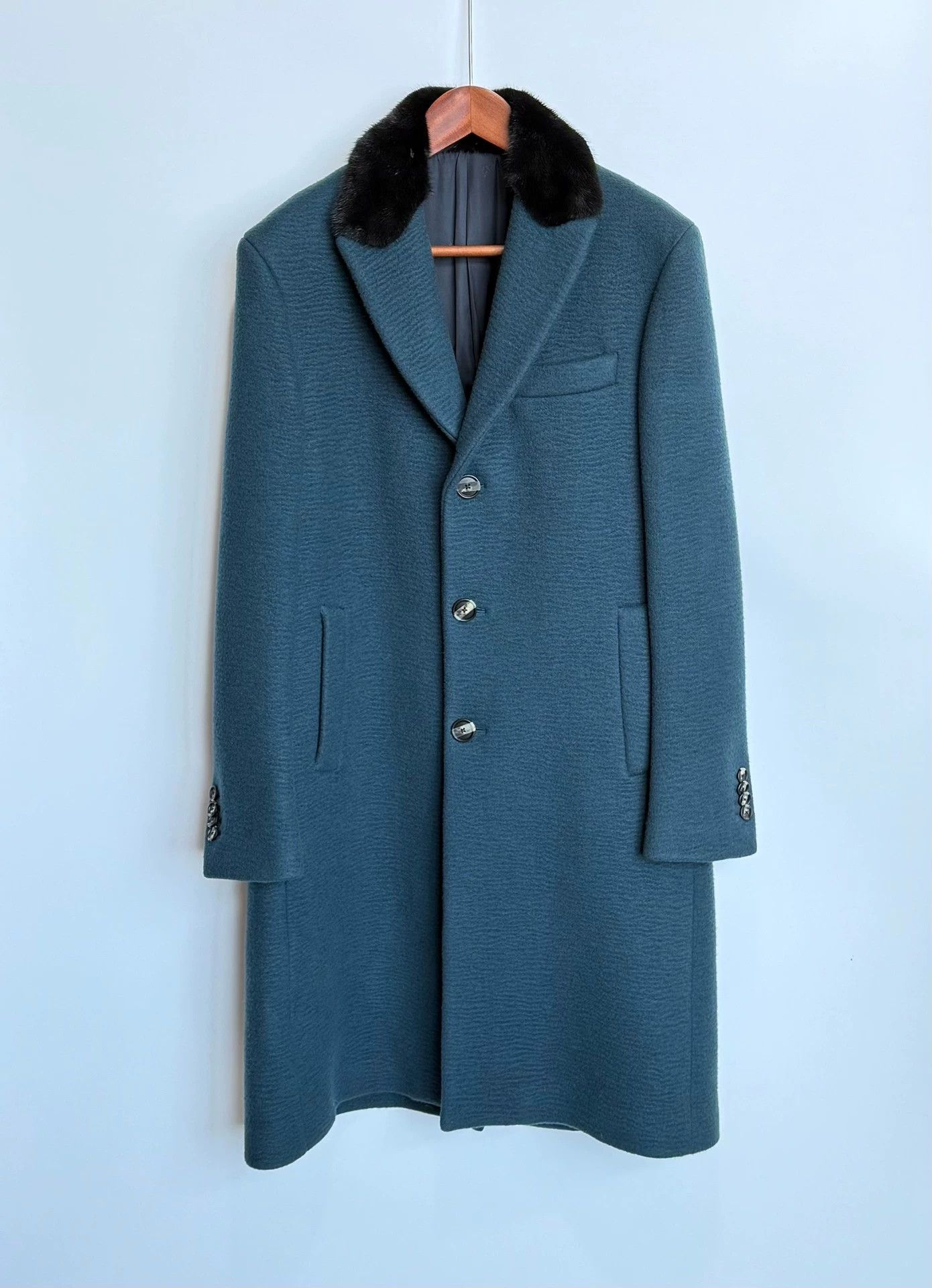 Salvatore Ferragamo Ferragamo Mink Fur Collar Water Wave Cashmere Coat 50 Size US M / EU 48-50 / 2 - 1 Thumbnail