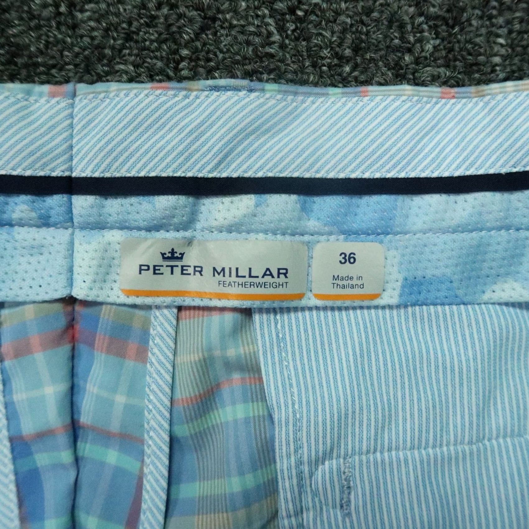 Peter Millar Peter Millar Shorts Mens 36 Blue Plaid Apex Featherweight Chino Socks? Size US 36 / EU 52 - 3 Thumbnail