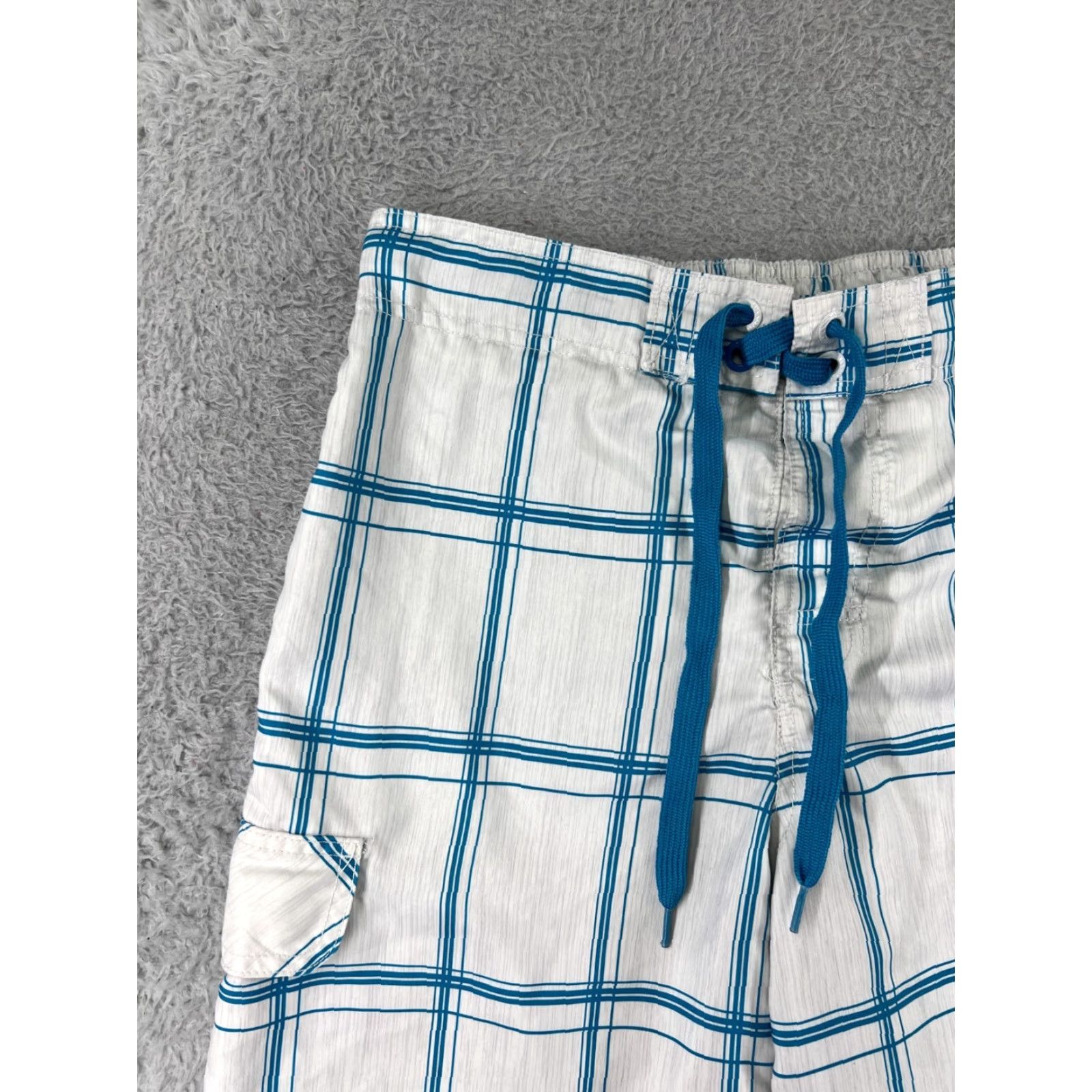 Ocean Pacific Ocean Pacific Shorts Mens Small White Blue Plaid Swim Trunks Beach Size US 29 - 7 Thumbnail