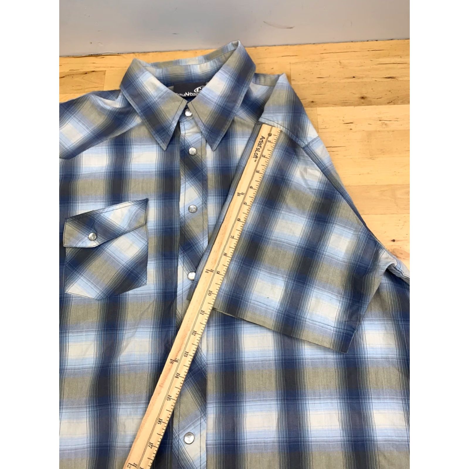 Vintage VINTAGE Counter Culture Shirt Men L Blue Plaid Button-Up Short Sleeve Western Y2K 12792 Size US L / EU 52-54 / 3 - 6 Thumbnail