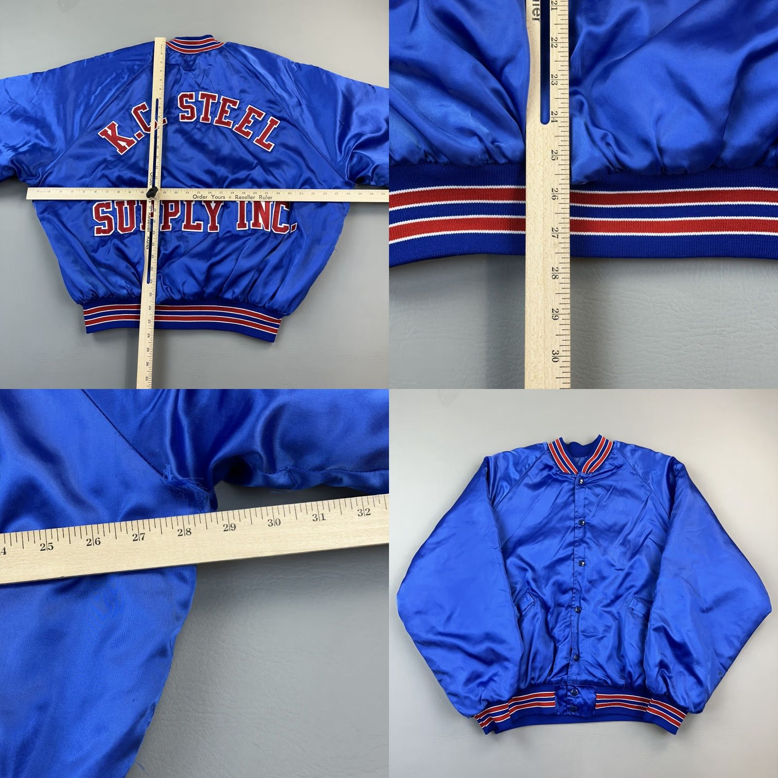 Vintage VINTAGE King Louie Jacket Mens 2XL Blue Satin Bomber Jacket 90s USA Baseball Workwear Mens Size US XXL / EU 58 / 5 - 8 Thumbnail
