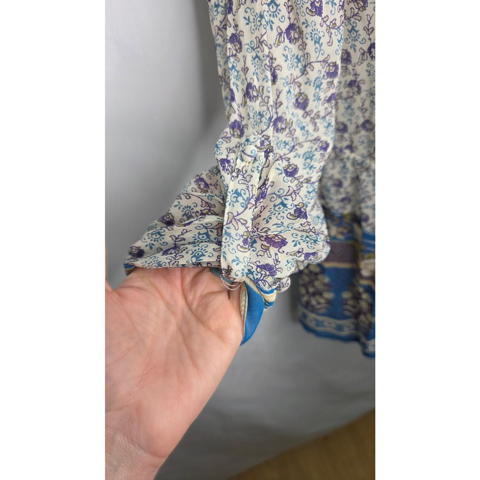 Lucky Brand Lucky Brand Boho Floral Sheer Long Sleeve Blouse Tunic Size XL / US 12-14 / IT 48-50 - 6 Thumbnail