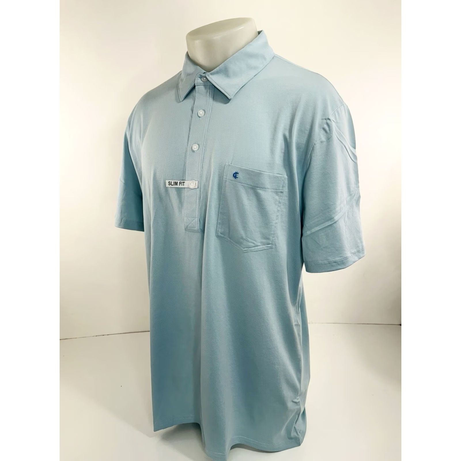 Vintage CRIQUET Polo Shirt - Slim Fit - Embroidered Logo - Golf - 2XL - Pale Greenish Blue - Mens Size US XXL / EU 58 / 5 - 3 Thumbnail
