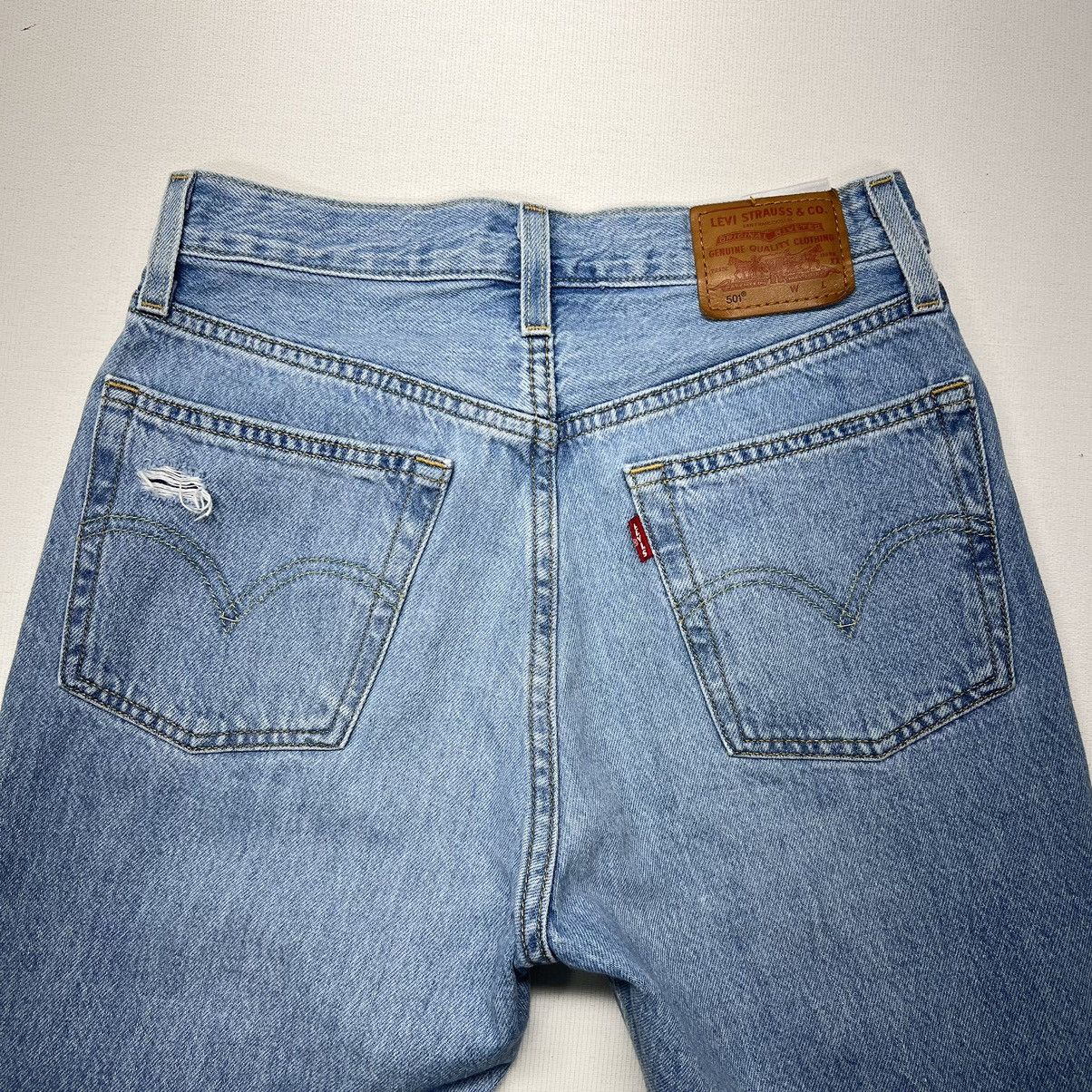 Levi's Levis Premium Jeans Blue 501 Straight Original Denim Ripped Size 25" / US 0 / IT 36 - 14 Thumbnail