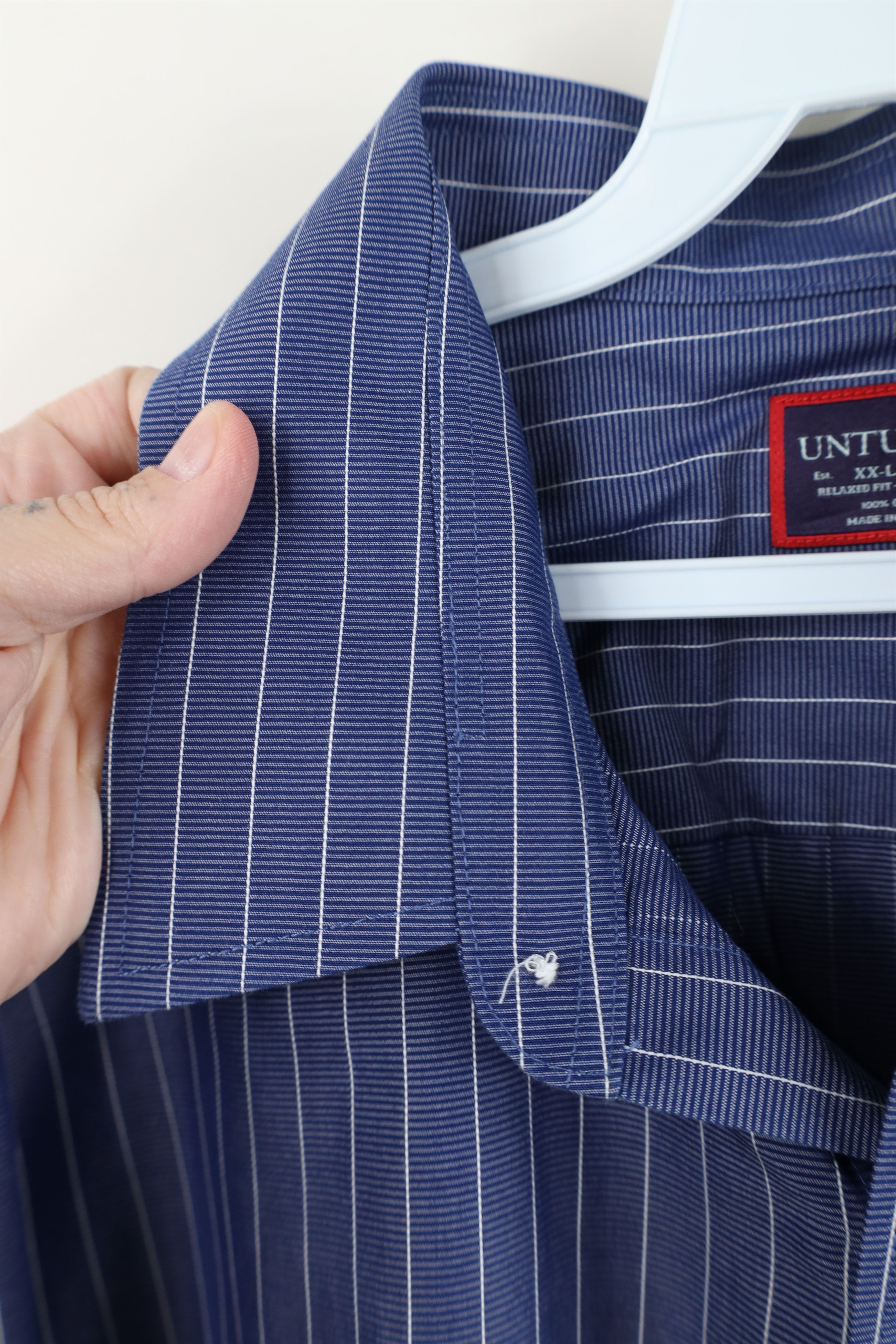 UNTUCKit Untuckit Pinstriped Collared Button Dress Shirt Blue Size US XXL / EU 58 / 5 - 7 Thumbnail