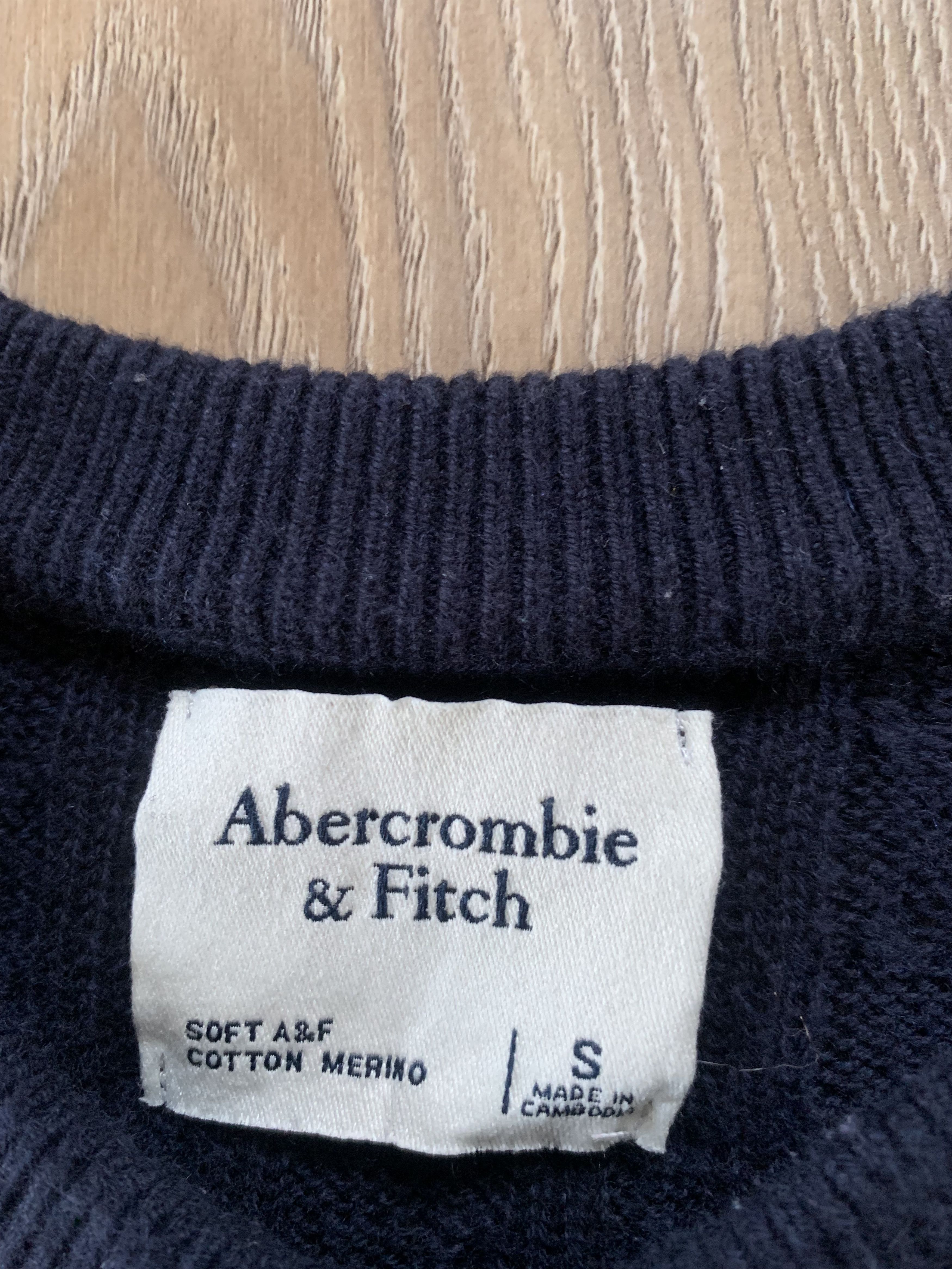 Abercrombie & Fitch Abercrombie & Fitch Cable Knit Merino Navy Blue Sweater Size US S / EU 44-46 / 1 - 5 Thumbnail