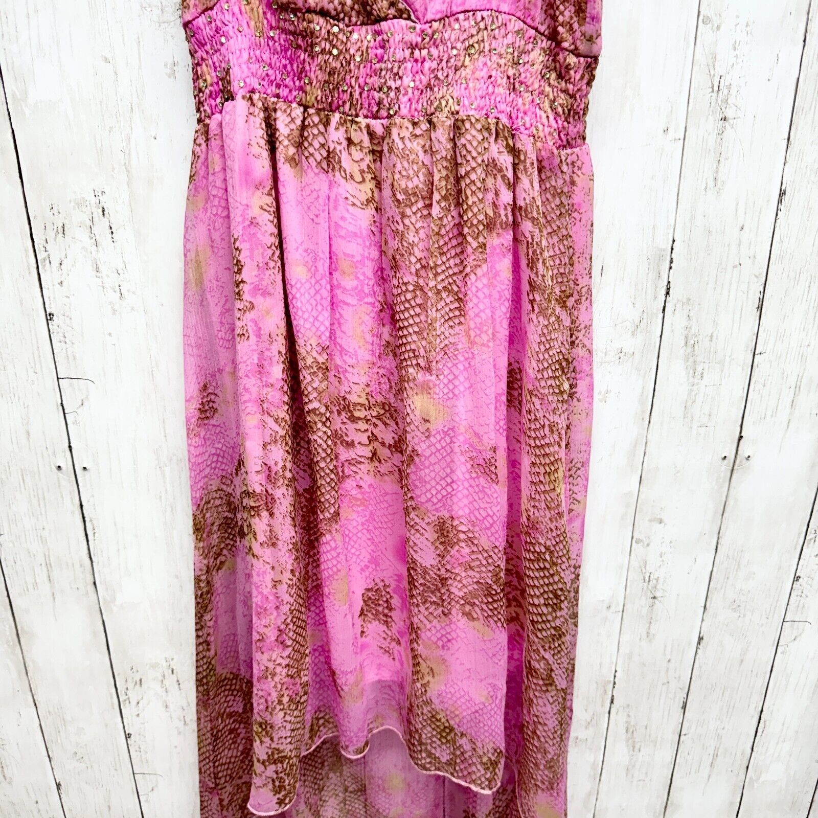 Vintage Jessica Taylor Dress LG Pink High Low Maxi Sleeveless Sheer Size L / US 10 / IT 46 - 3 Thumbnail