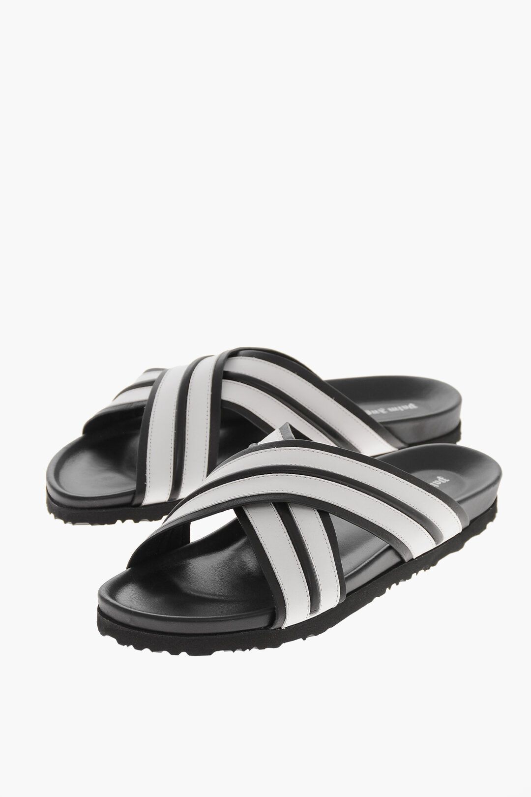 Palm Angels og1mm0226 Leather Sandals in Black & White Size US 8 / EU 41 - 2 Thumbnail