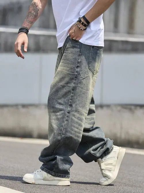Jean Washed RETRO vintage skate denim jeans Size US 34 / EU 50 - 2 Thumbnail