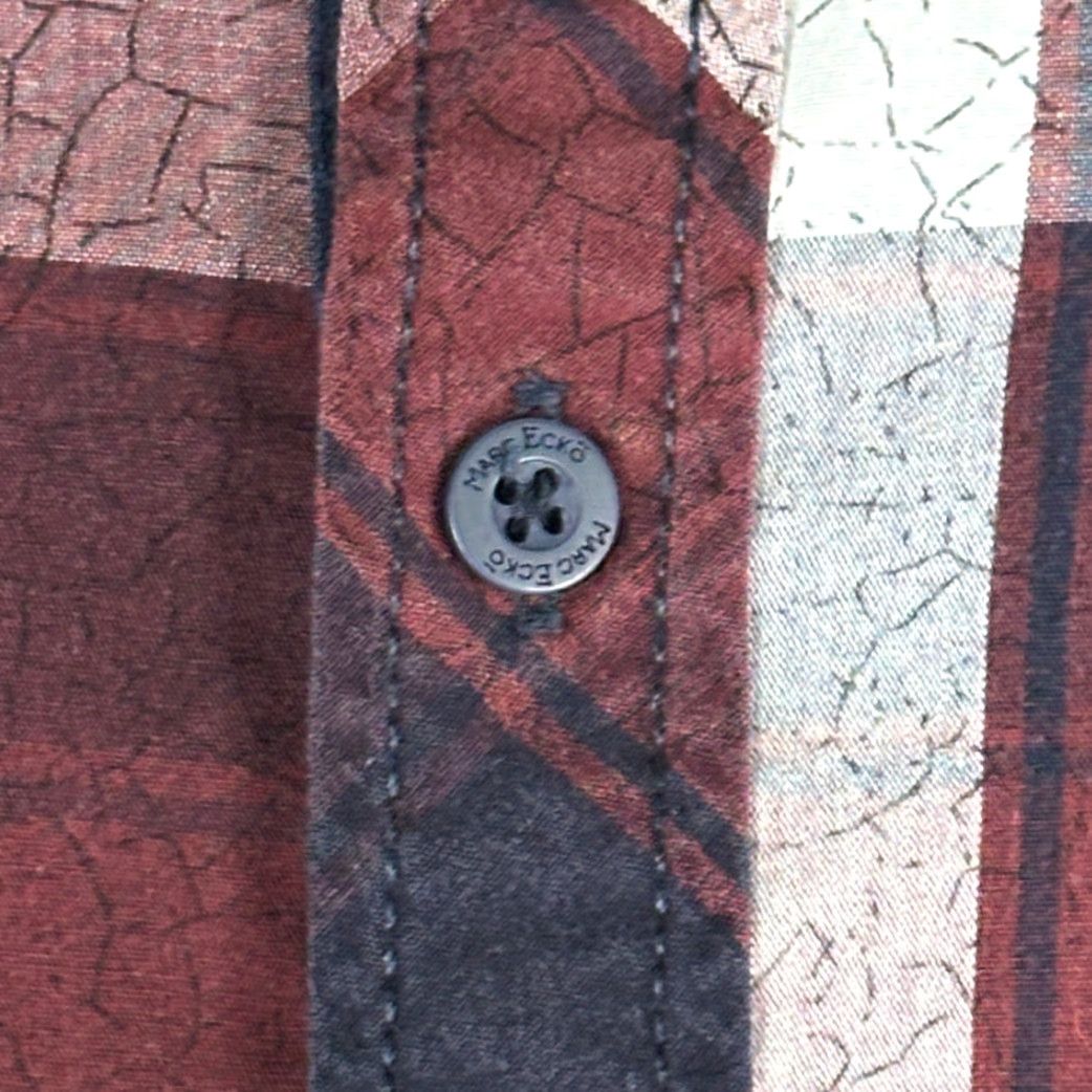 Marcs Marc Ecko Shirt Adult EXTRA LARGE Plaid Blue Burgundy Cotton Polyester Blend Pocketed Button-Up - Long Sleeve Size US XL / EU 56 / 4 - 5 Thumbnail