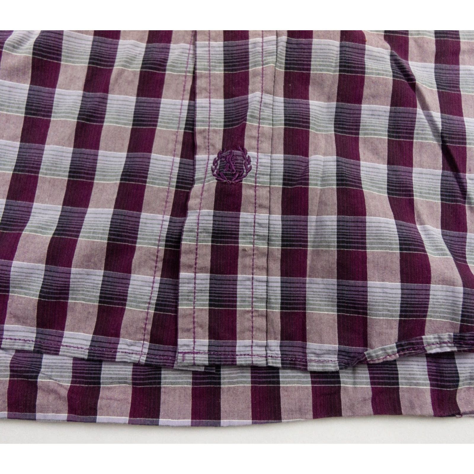 BUGATCHI BUGATCHI Uomo Shirt Mens Large Purple Button Up Long Sleeve Plaid Check Dress Shirt Size 42R - 4 Thumbnail