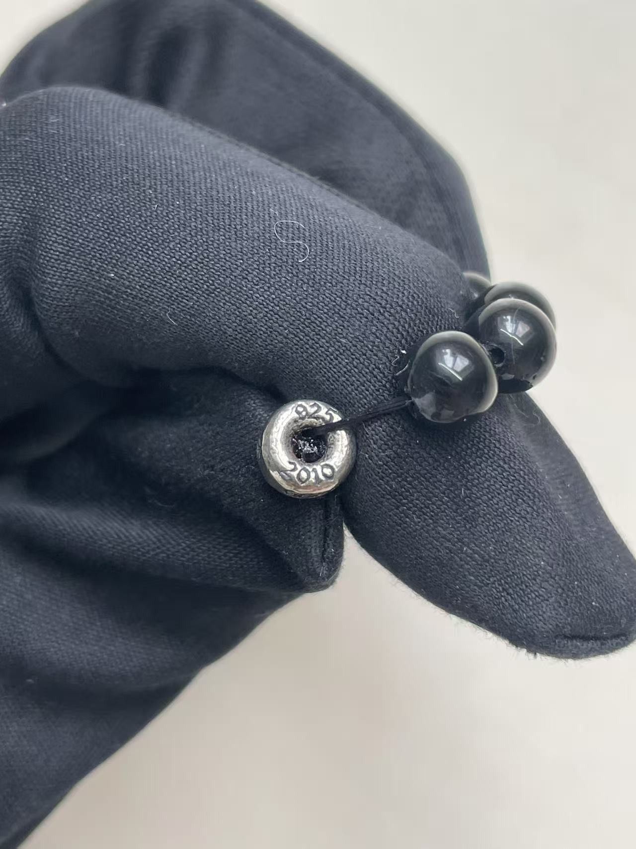 Chrome Hearts Chrome Hearts 6mm Obsidian Silver Cross Beaded Bracelet Size ONE SIZE - 10 Thumbnail
