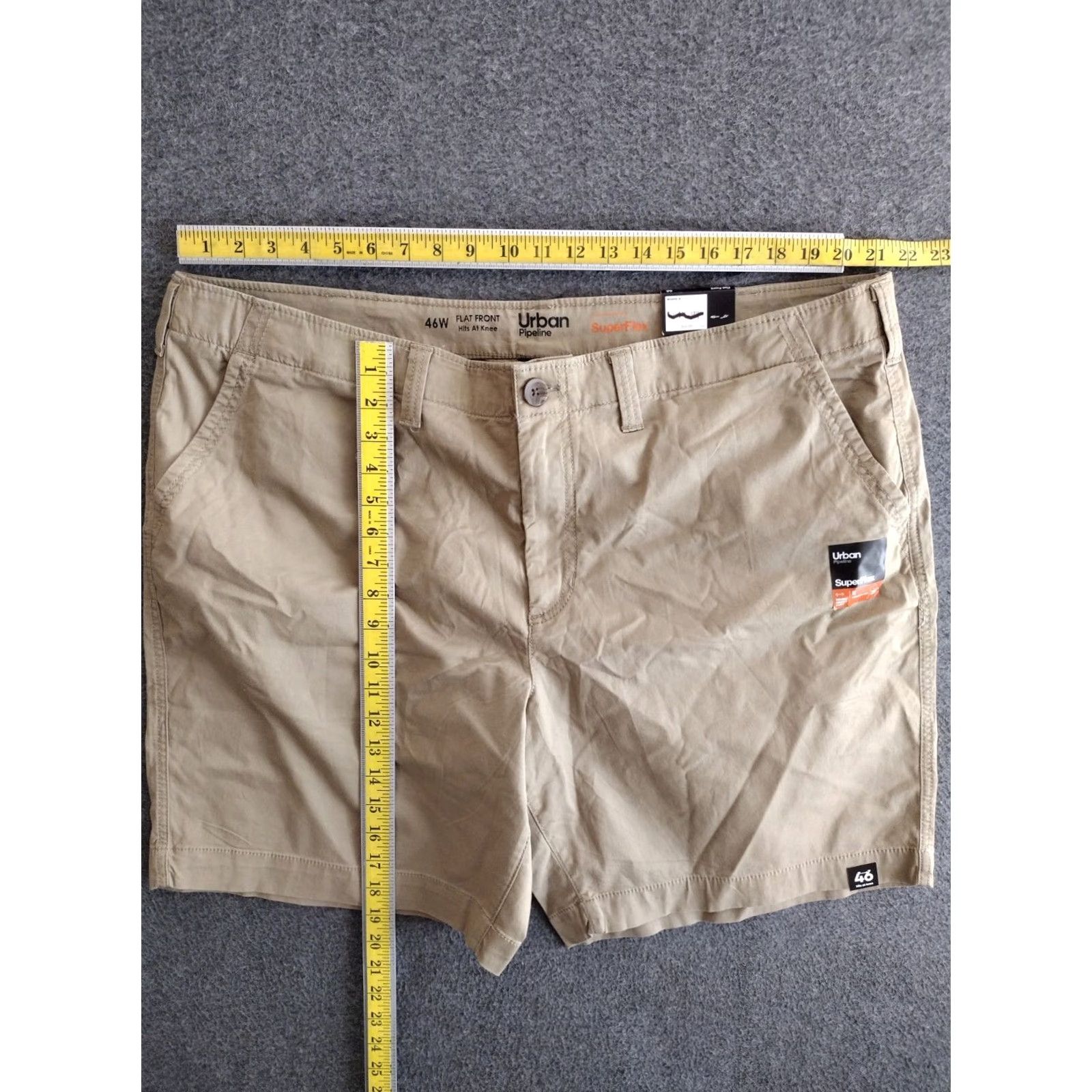 Vintage VINTAGE Urban Pipeline Flat Front Super Men Flex Hits At Knee Shorts Khaki 46 Size US 30 / EU 46 - 4 Thumbnail