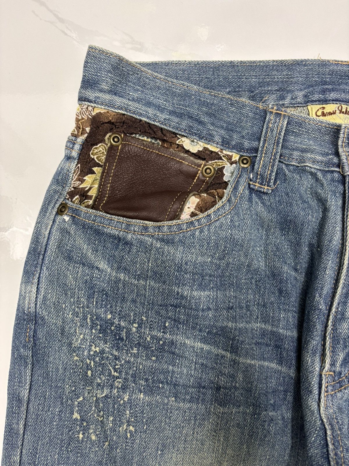 Undercover Distressed Patchwork Wide Leg Jeans Embroidered Accents Size US 29 - 10 Thumbnail