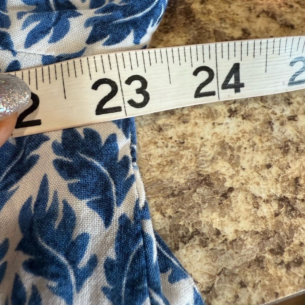 H&M H&M Blue Patterned Midi Dress Size L / US 10 / IT 46 - 2 Thumbnail