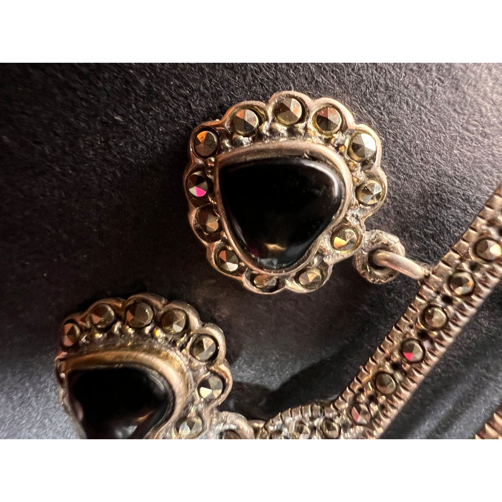 Other Vintage black onyx heart and marcasite 925 silver pin brooch Size ONE SIZE - 8 Thumbnail