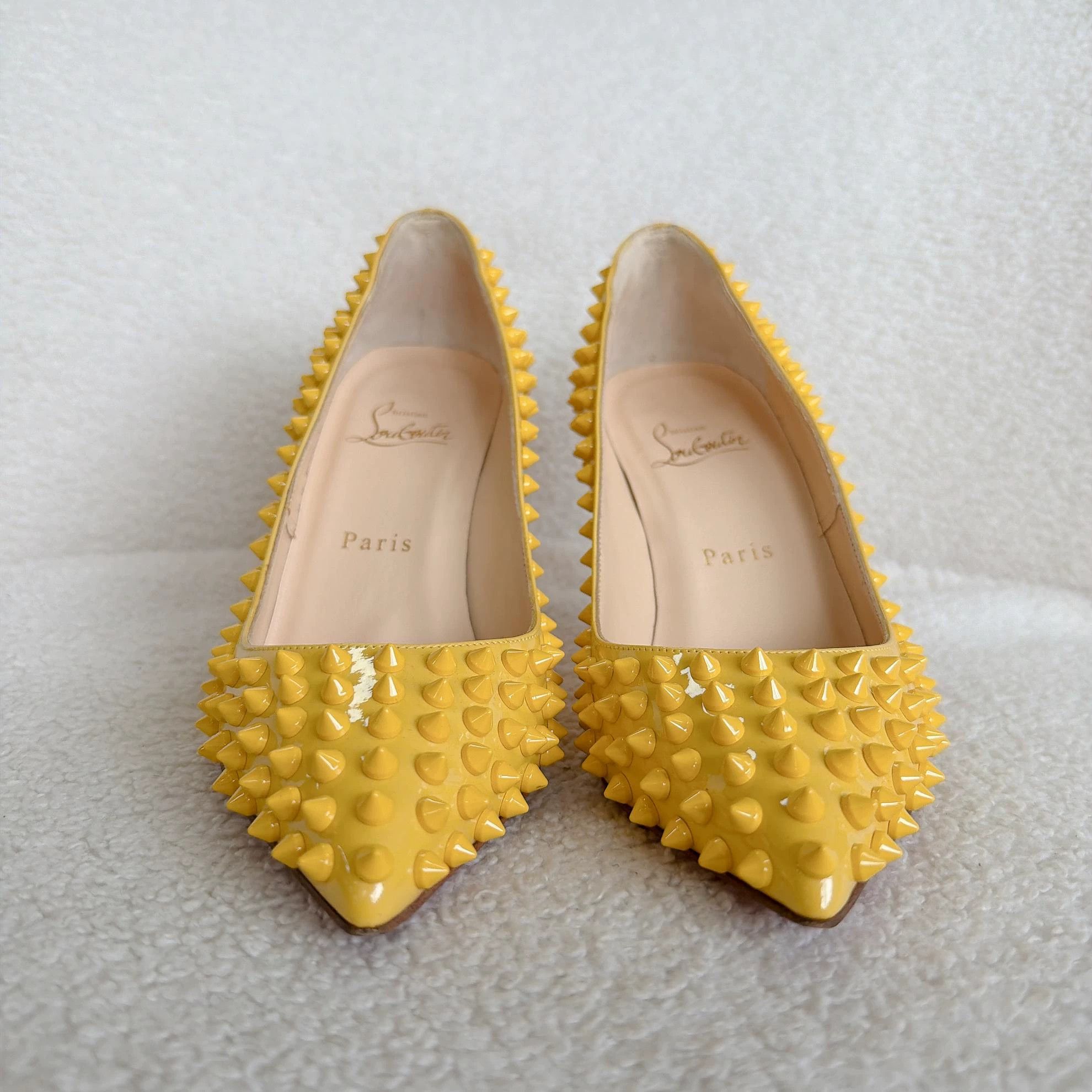 Christian Louboutin Christian Louboutin Yellow Pointed Toe Heels 37.5 Size US 7 / IT 37 - 3 Thumbnail