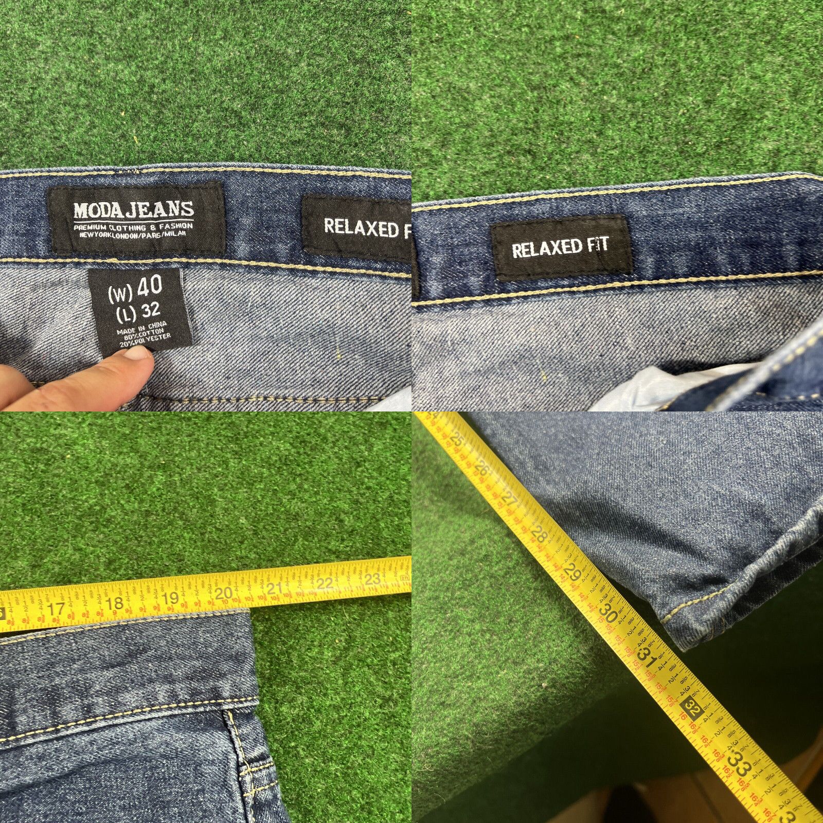 Vintage Moda Int'l The London Blue Jean Baggy Casual 40x32 Relaxed Fit Size 27" / US 4 / IT 40 - 8 Thumbnail