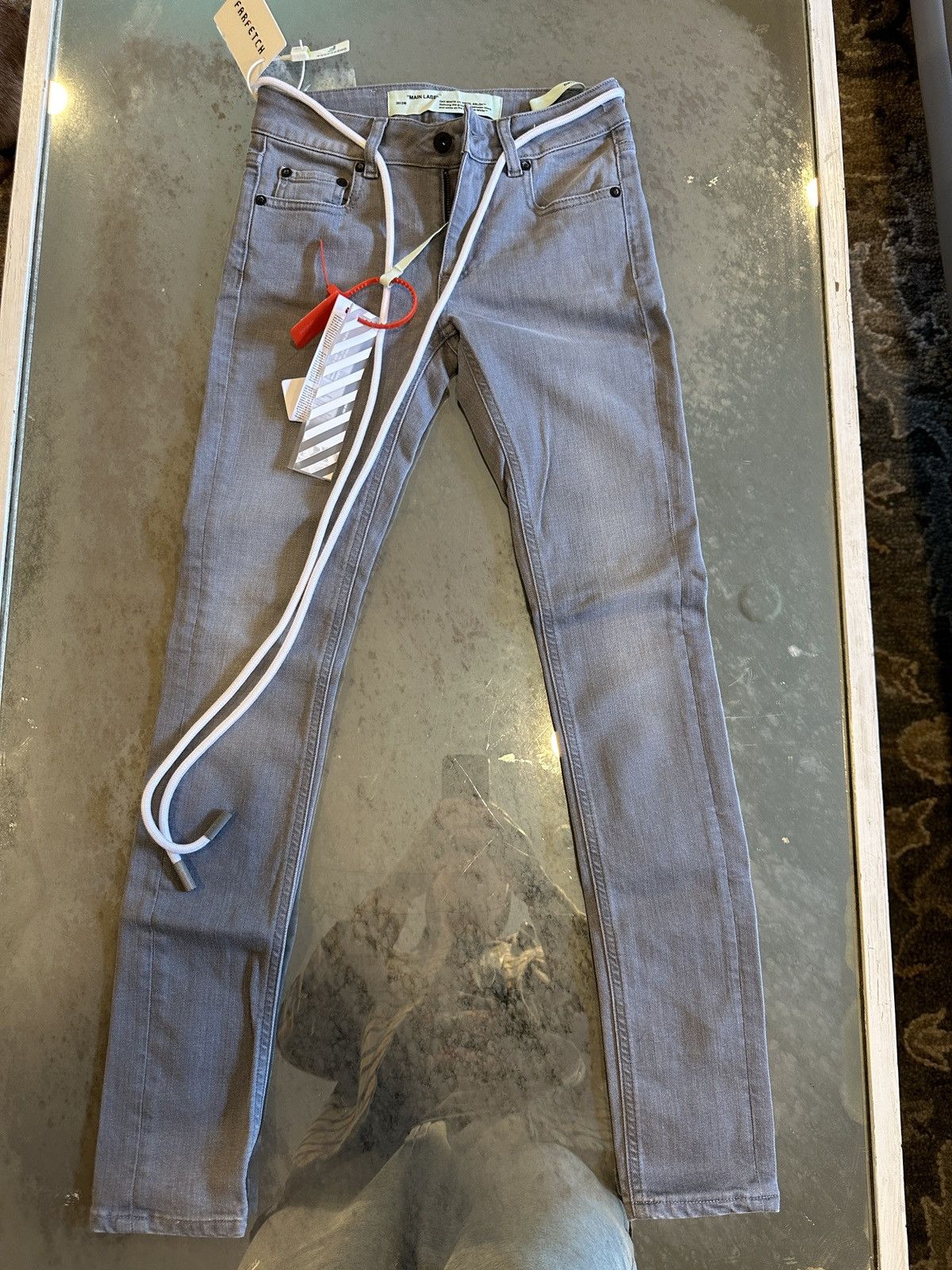image of Off White Off-White Diag Skinny in Grey, Women's (Size 24)